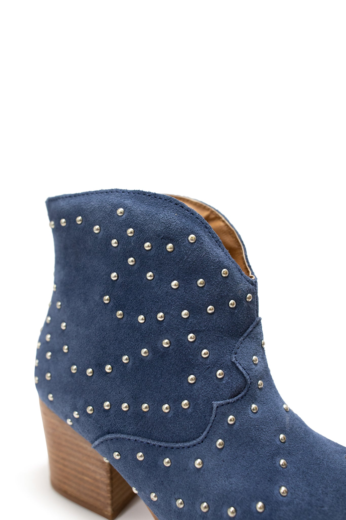 Naughty Monkey Twilight Studded Heeled Ankle Boot in Denim