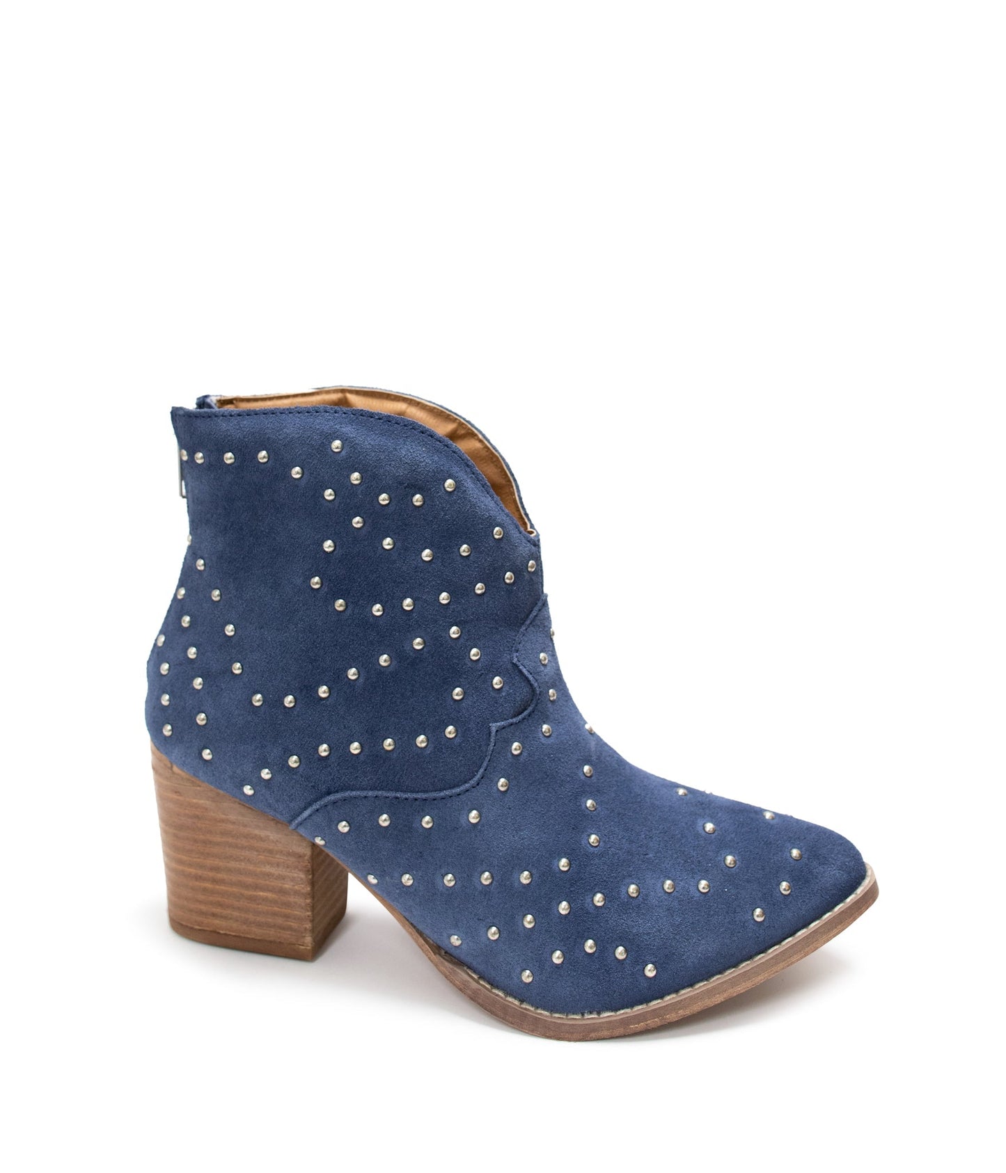 Naughty Monkey Twilight Studded Heeled Ankle Boot in Denim