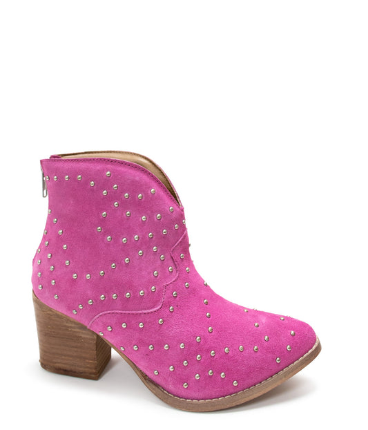 Naughty Monkey Twilight Studded Heeled Ankle Boot in Magenta