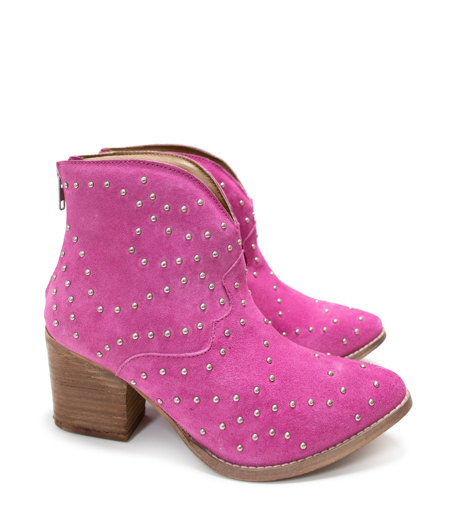 Naughty Monkey Twilight Studded Heeled Ankle Boot in Magenta