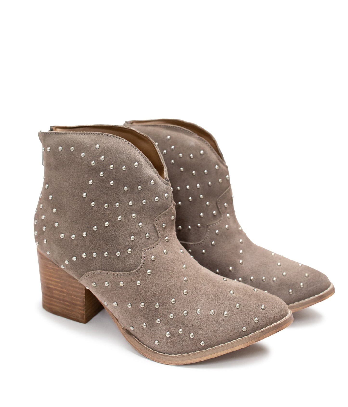 Naughty Monkey Twilight Studded Heeled Ankle Boot in Taupe