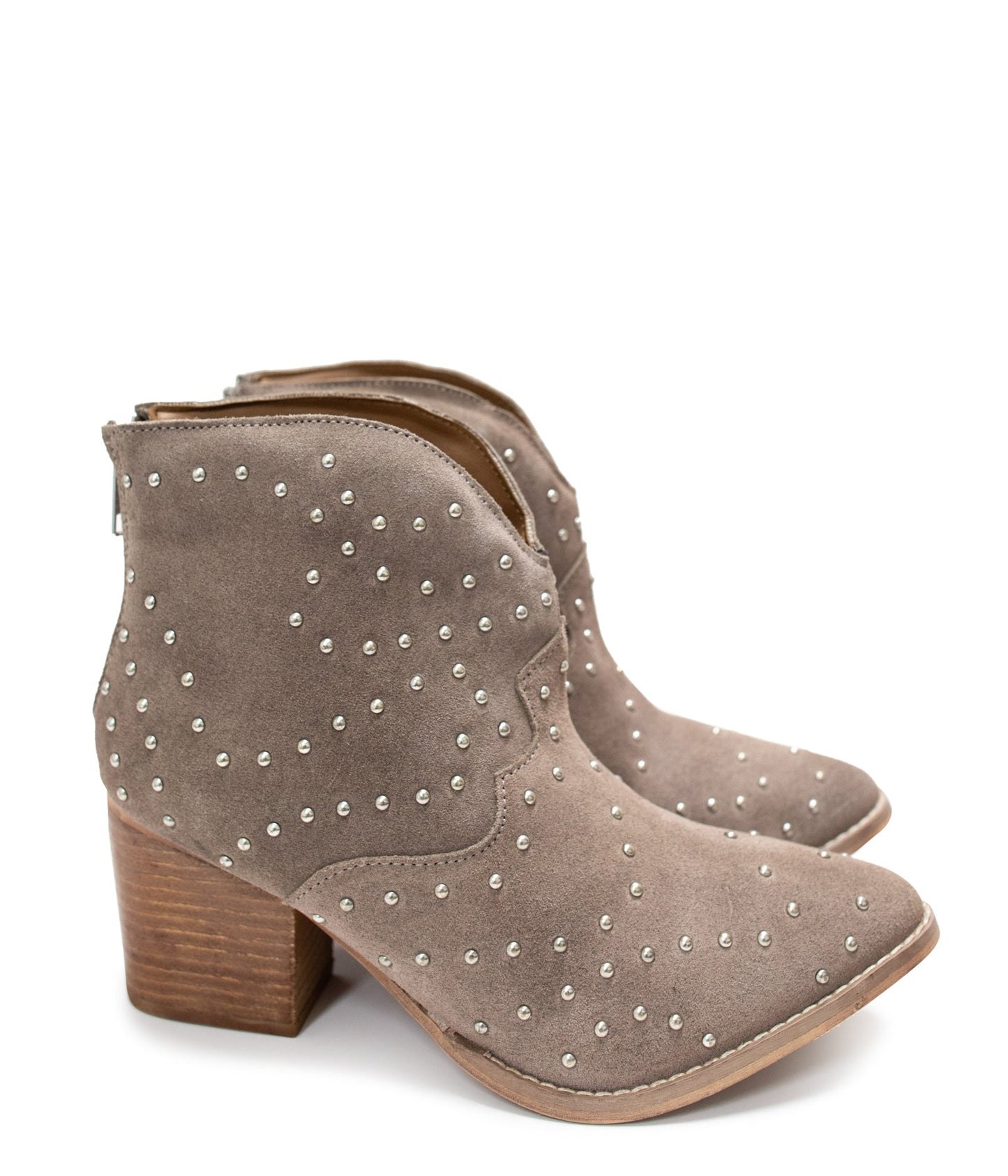 Naughty Monkey Twilight Studded Heeled Ankle Boot in Taupe