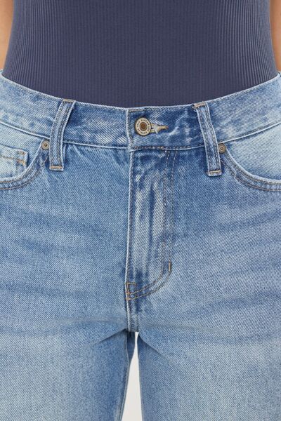 Kancan High Waist Chewed Up Straight Mom Jeans - G Marie's Boutique 