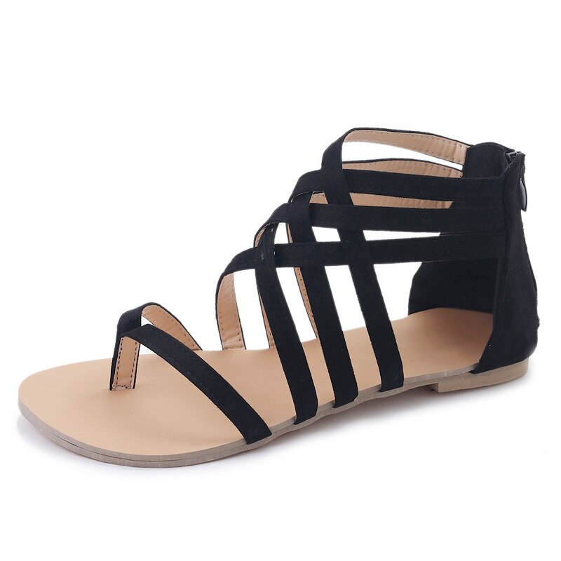 Women Sandals Fashion Sandals for Women 2021 Summer Shoes Female Flat Solid Color Sandals Rome Style Cross Straps Shoes Women - G Marie's Boutique 