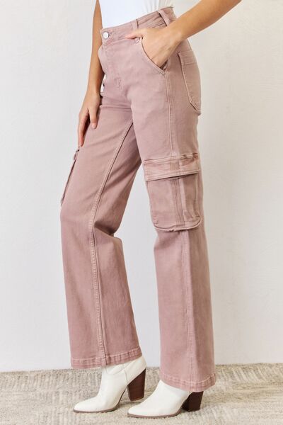 RISEN Full Size High Rise Cargo Wide Leg Jeans - G Marie's Boutique 