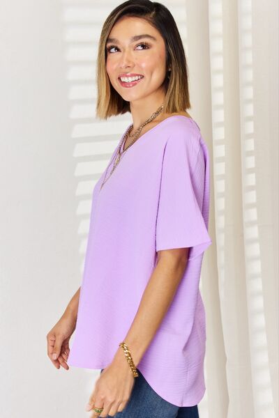 Zenana Texture Short Sleeve T-Shirt - G Marie's Boutique 