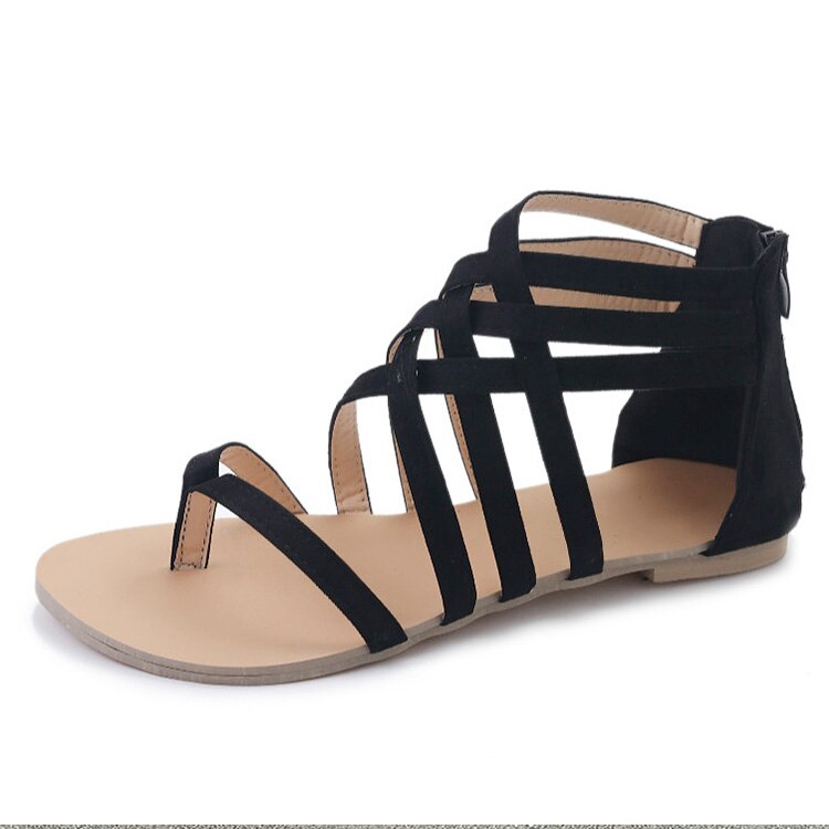 Women Sandals Fashion Sandals for Women 2021 Summer Shoes Female Flat Solid Color Sandals Rome Style Cross Straps Shoes Women - G Marie's Boutique 