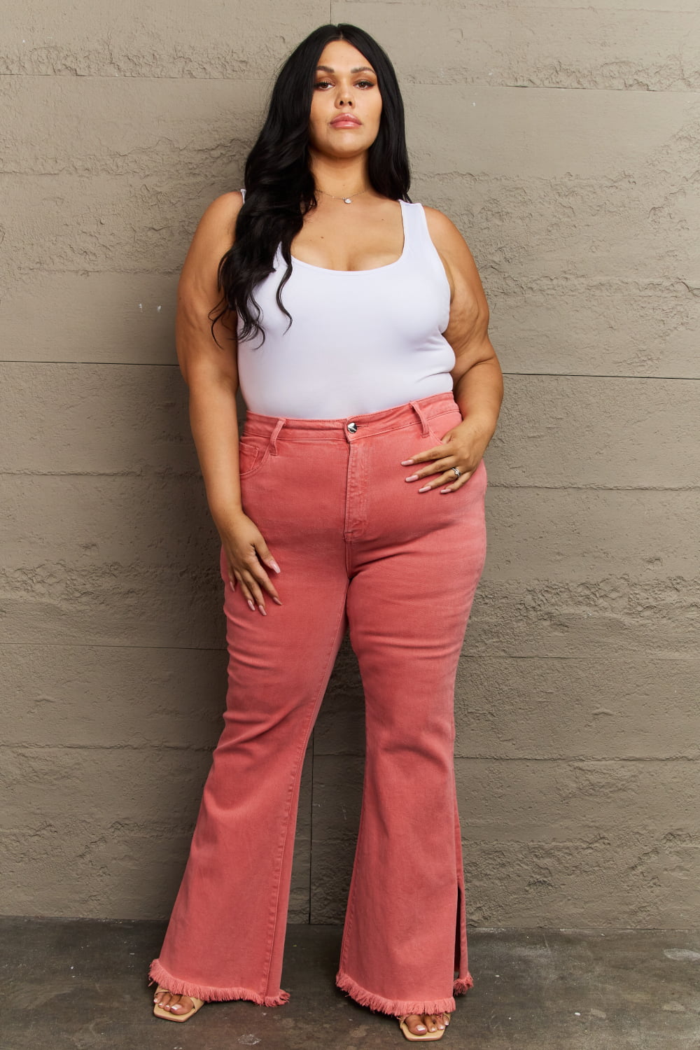 RISEN Bailey Full Size High Waist Side Slit Flare Jeans - G Marie's Boutique 