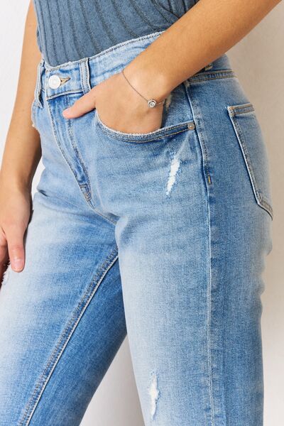 Kancan High Rise Distressed Slim Straight Jeans - G Marie's Boutique 