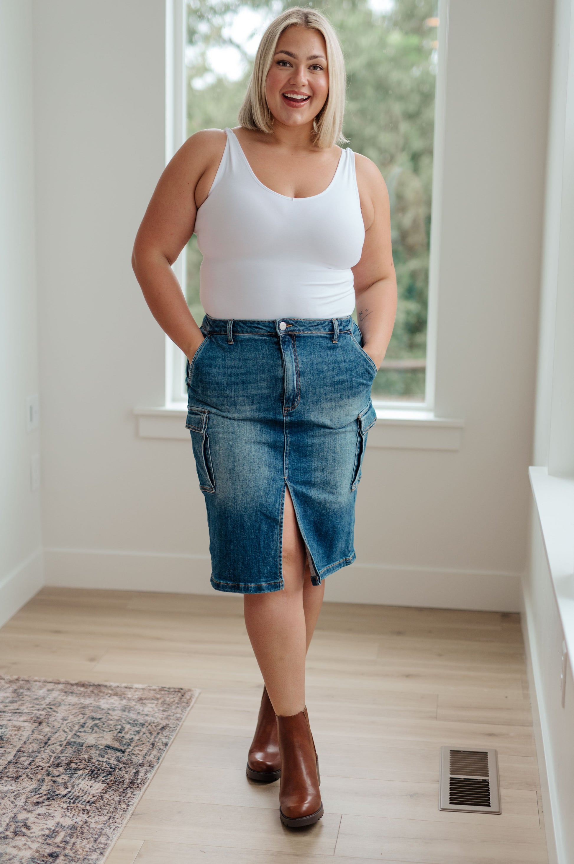 Risen- Always Be There Cargo Denim Skirt - G Marie's Boutique 