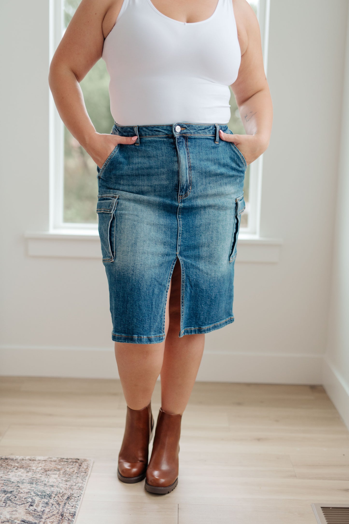 Risen- Always Be There Cargo Denim Skirt - G Marie's Boutique 