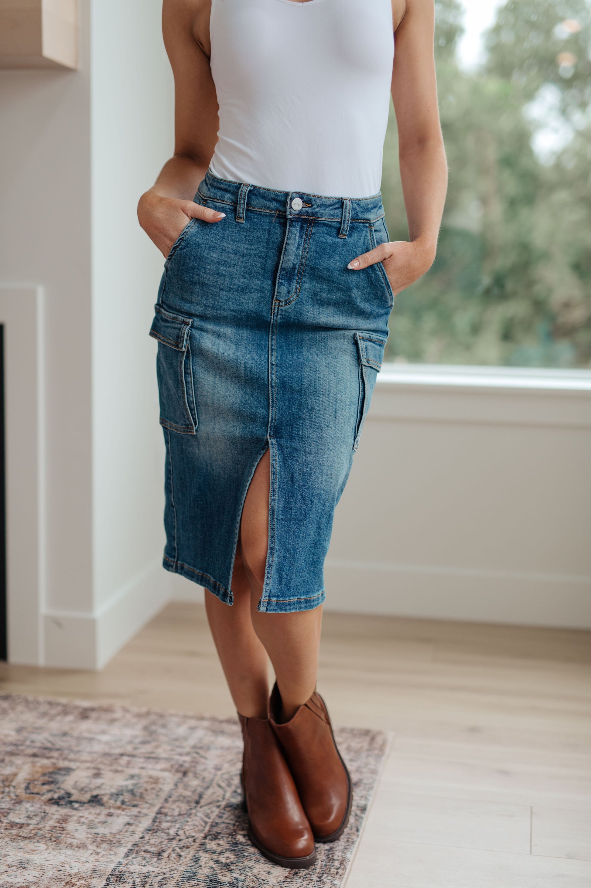 Risen- Always Be There Cargo Denim Skirt - G Marie's Boutique 