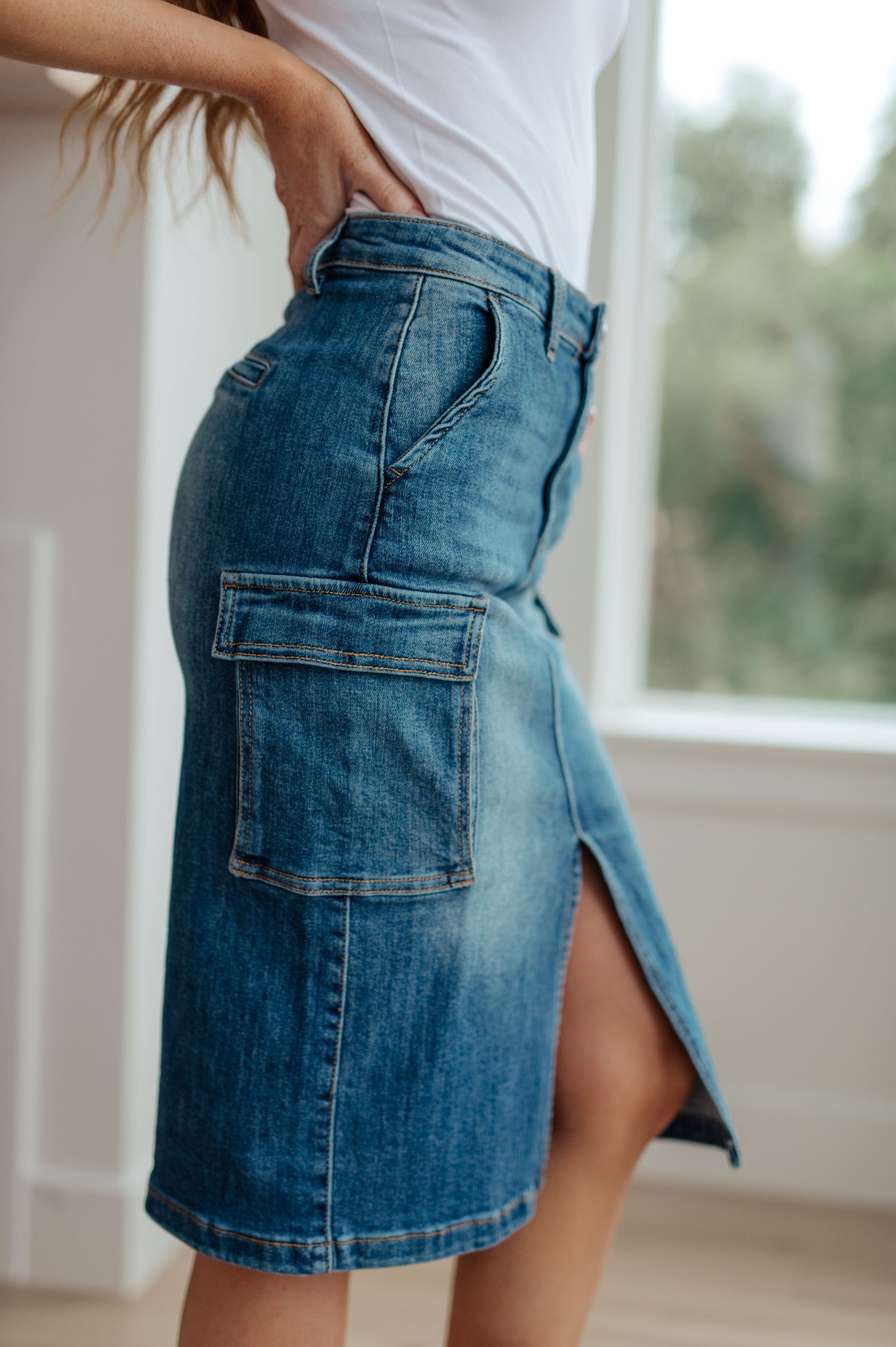 Risen- Always Be There Cargo Denim Skirt - G Marie's Boutique 