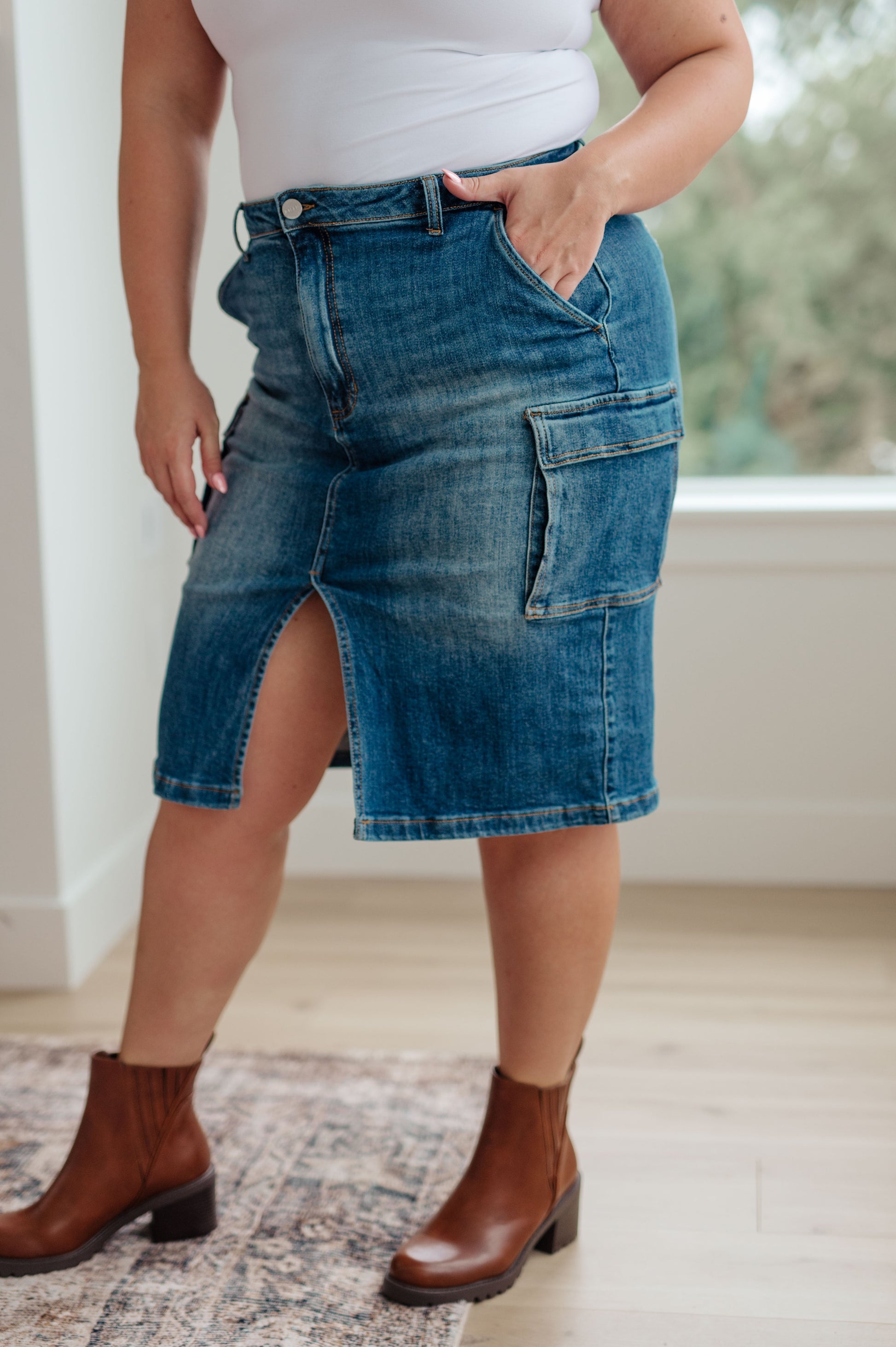 Risen- Always Be There Cargo Denim Skirt - G Marie's Boutique 