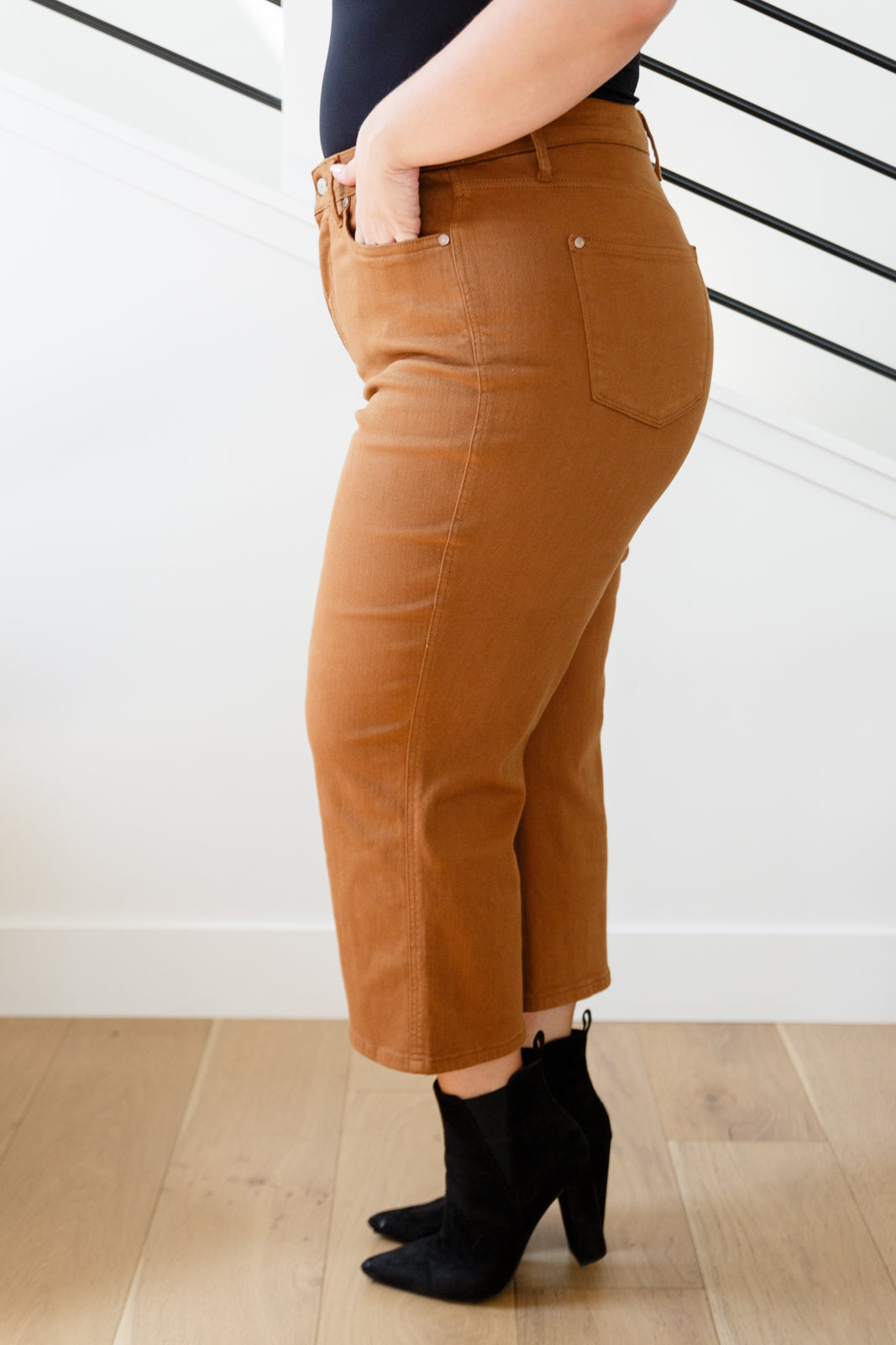 Briar High Rise Control Top Wide Leg Crop Jeans in Camel - G Marie's Boutique 