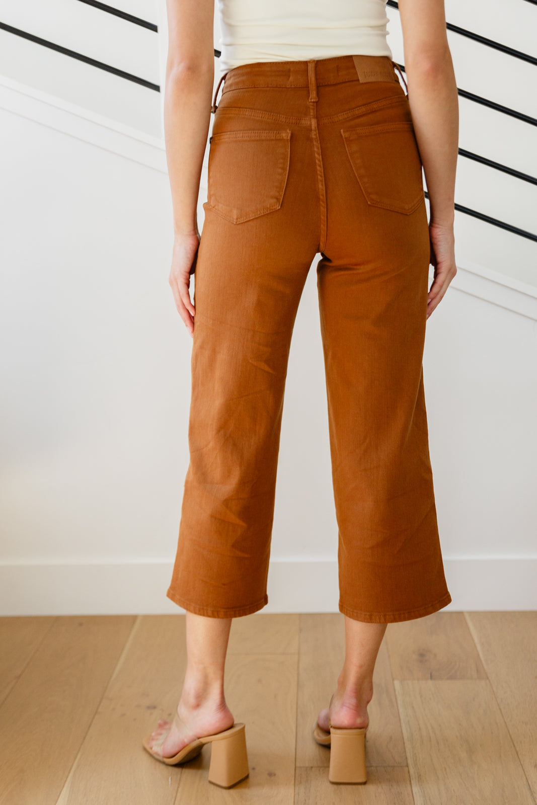 Briar High Rise Control Top Wide Leg Crop Jeans in Camel - G Marie's Boutique 