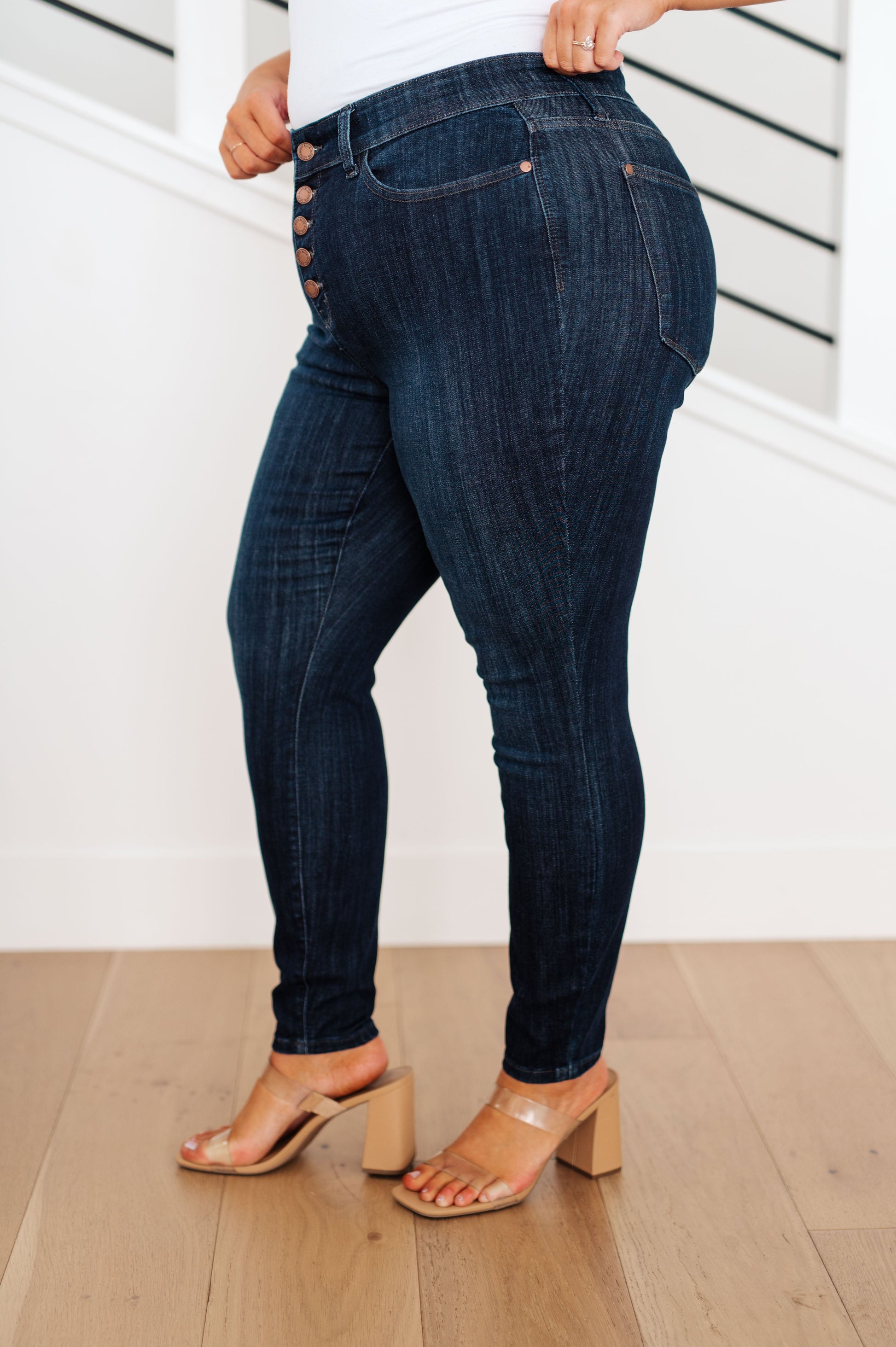 Celecia High Waist Hand Sanded Resin Skinny Jeans - G Marie's Boutique 