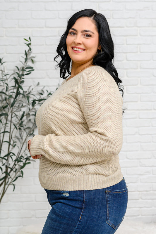 Chai Latte V-Neck Sweater in Oatmeal - G Marie's Boutique 