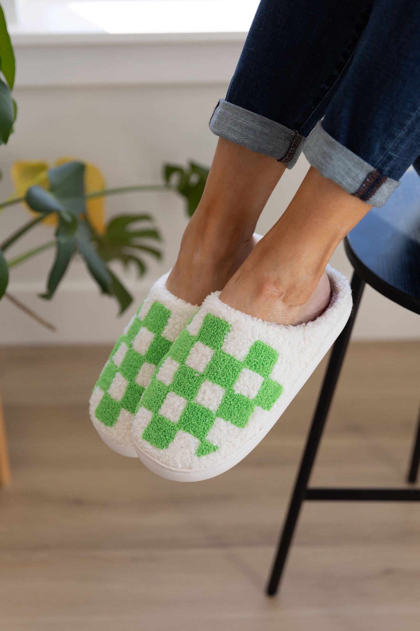 Checked Out Slippers in Green - G Marie's Boutique 