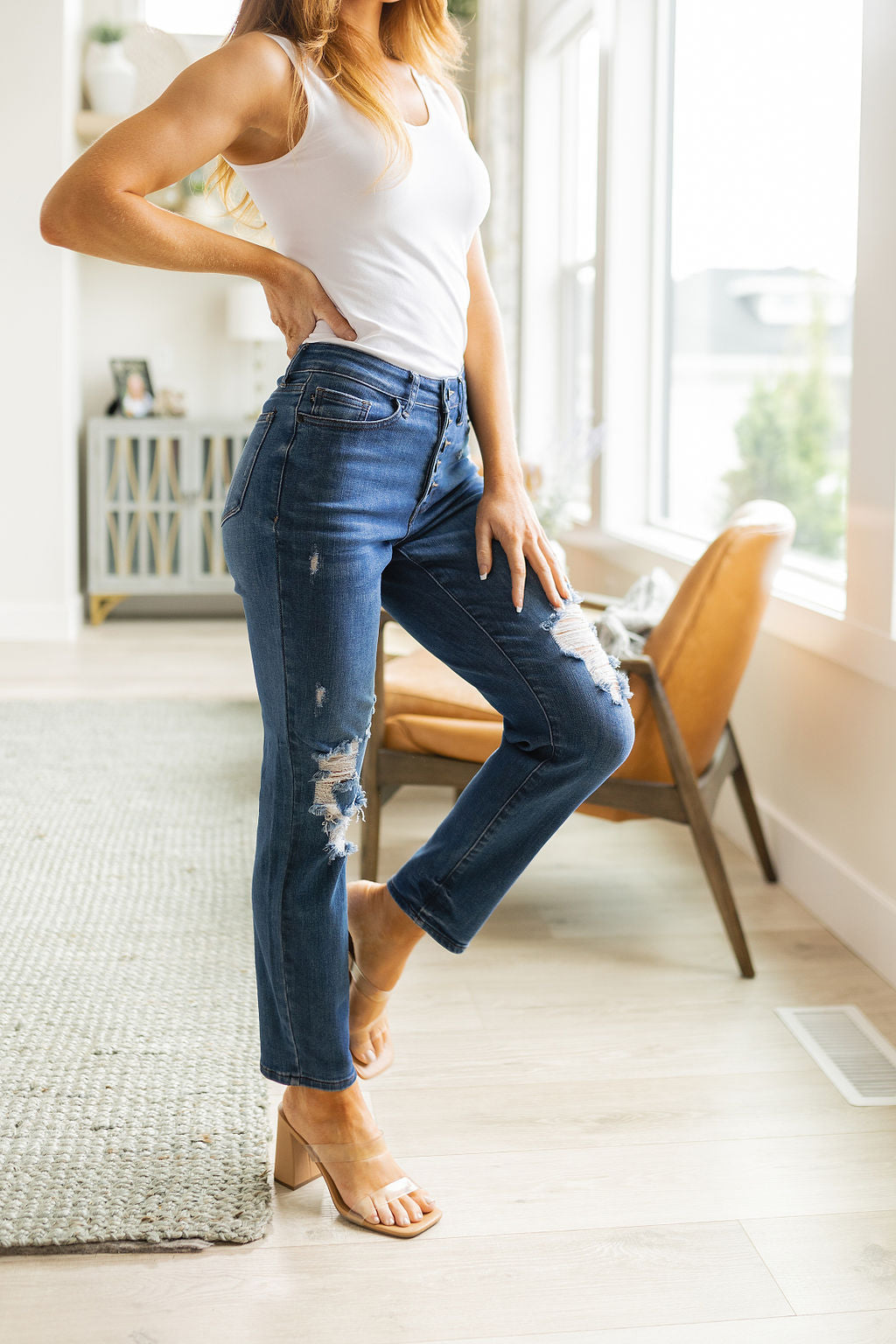 Colt High Rise Button Fly Distressed Boyfriend Jeans - G Marie's Boutique 