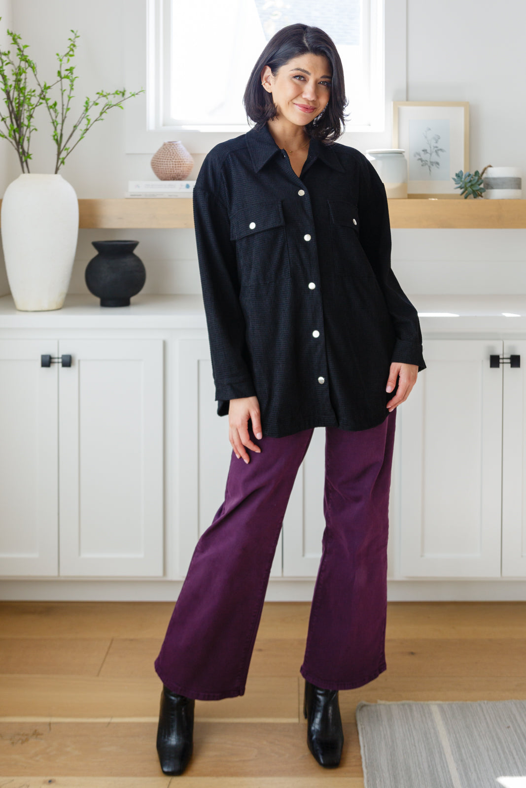 Petunia High Rise Wide Leg Jeans in Plum - G Marie's Boutique 