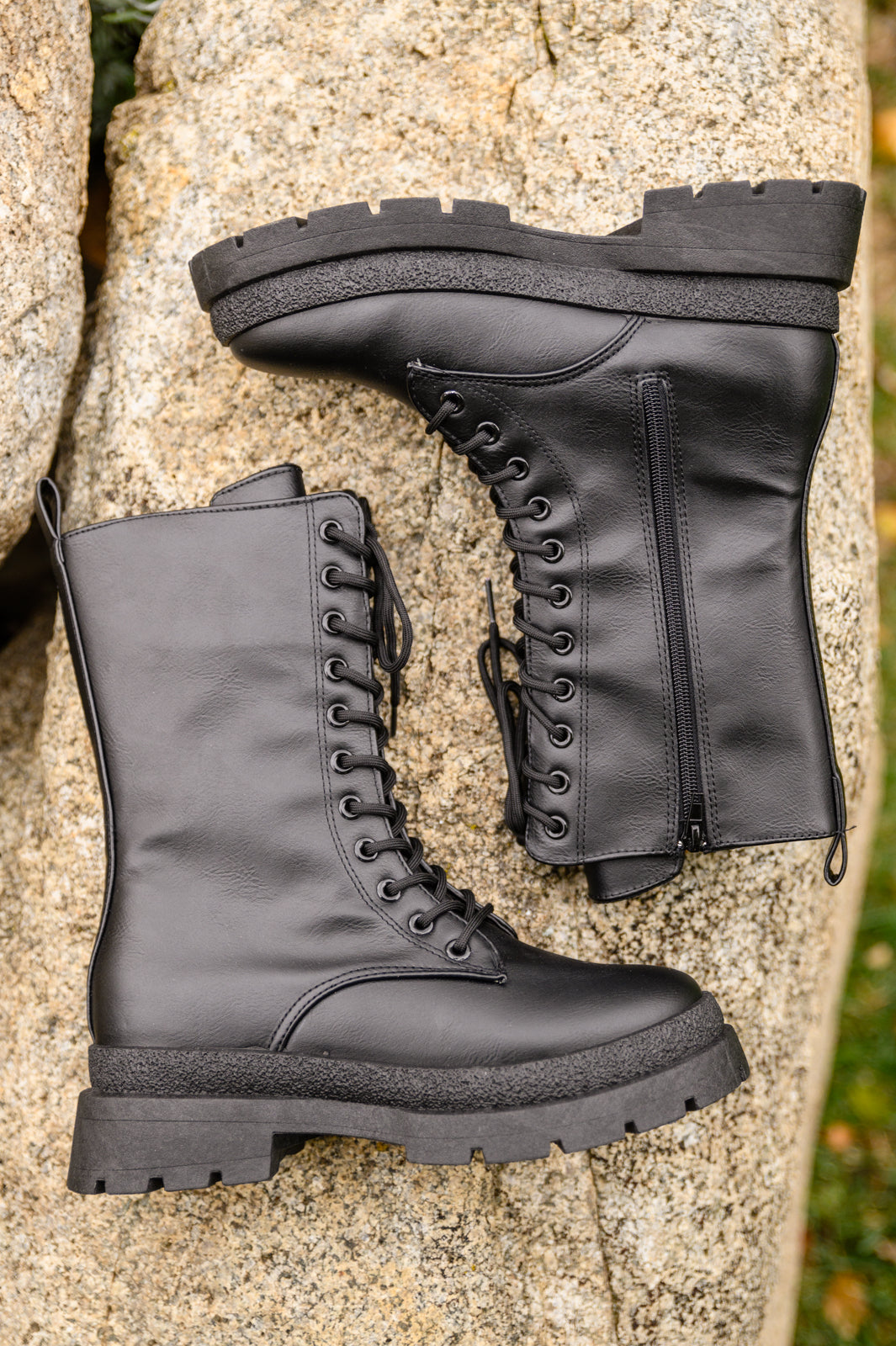 Fresh Feels Combat Boots In Black - G Marie's Boutique 