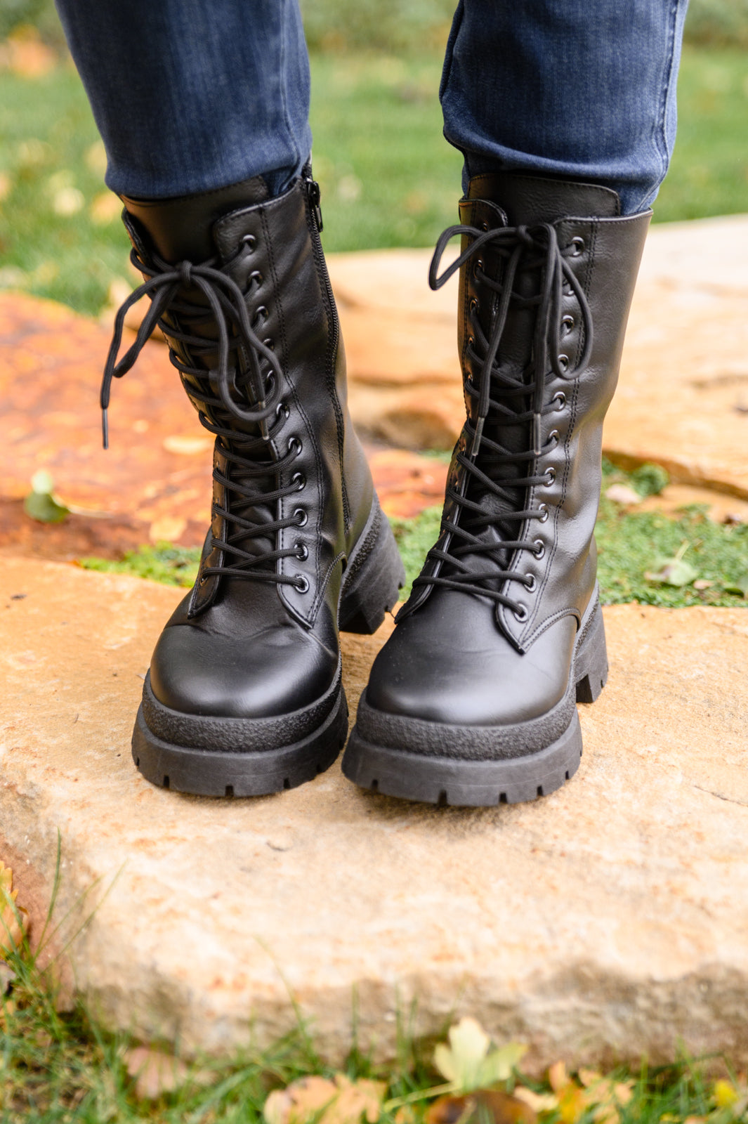 Fresh Feels Combat Boots In Black - G Marie's Boutique 