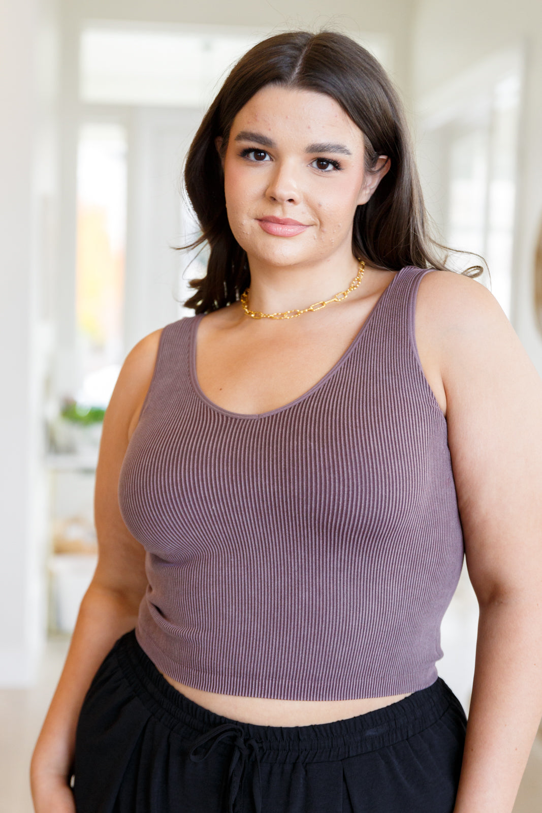 Fundamentals Ribbed Seamless Reversible Tank in Brown - G Marie's Boutique 