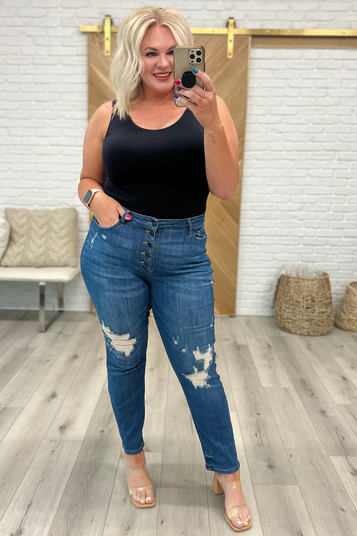 Colt High Rise Button Fly Distressed Boyfriend Jeans - G Marie's Boutique 