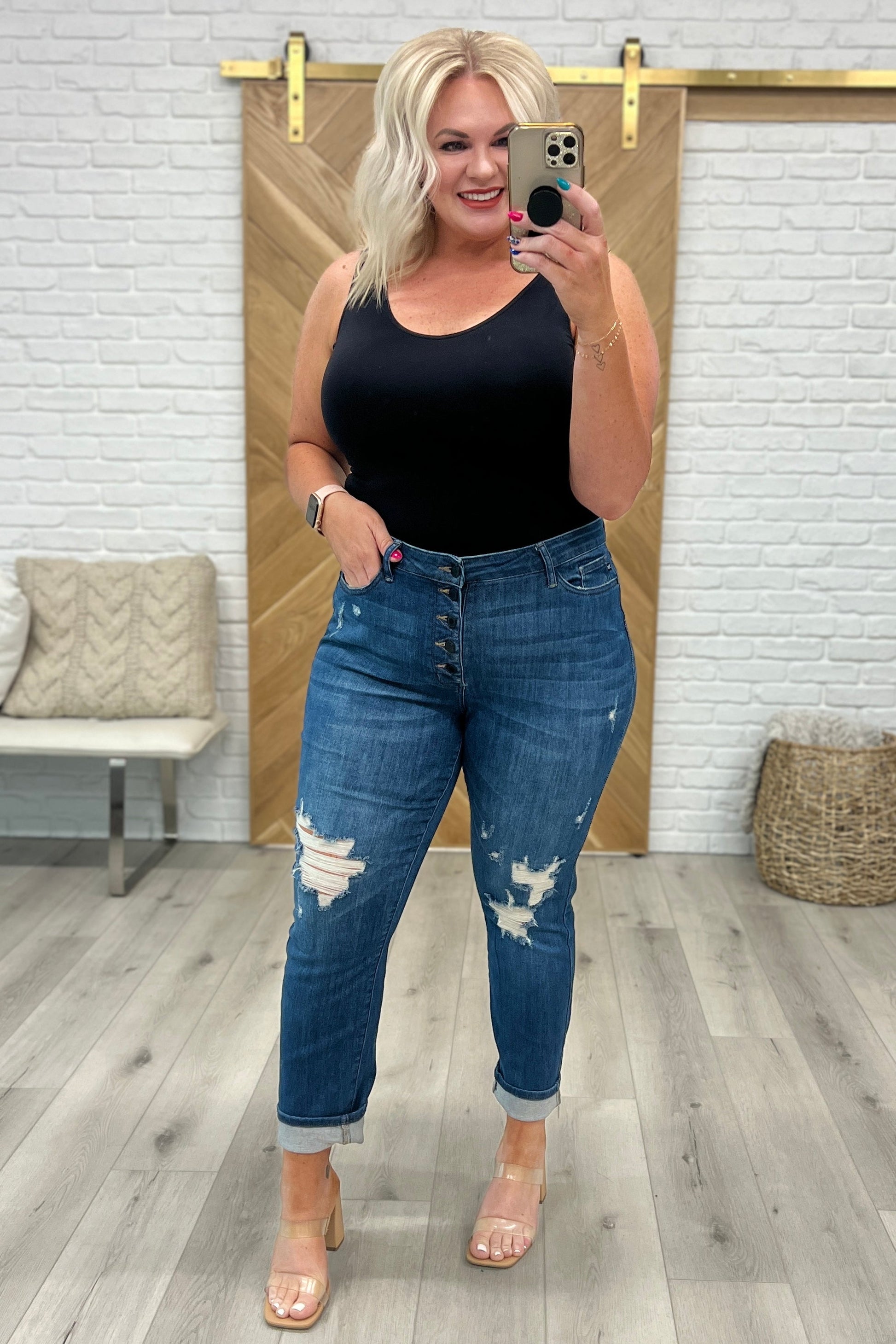 Colt High Rise Button Fly Distressed Boyfriend Jeans - G Marie's Boutique 