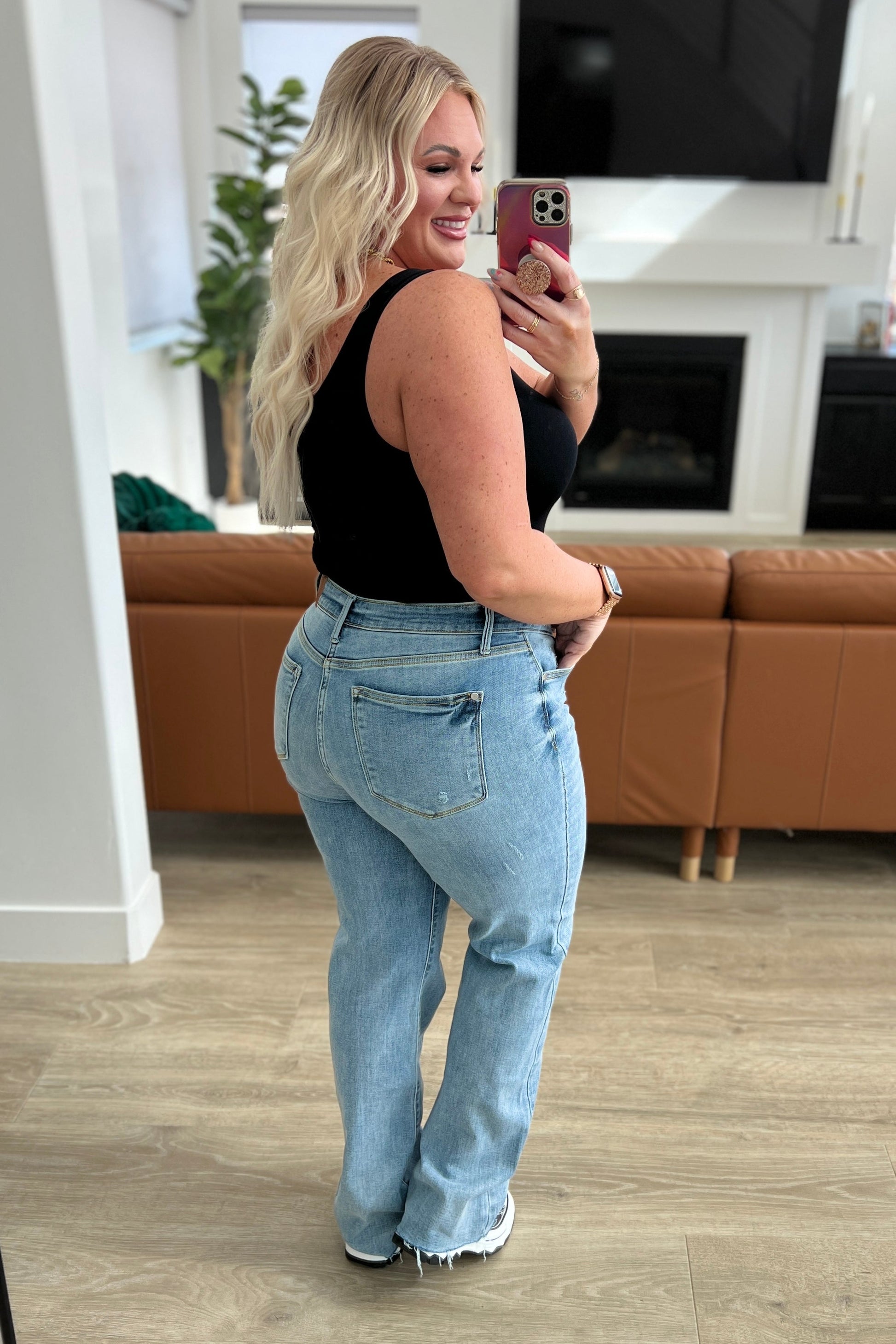 Mildred High Rise V Front Waistband Straight Jeans - G Marie's Boutique 