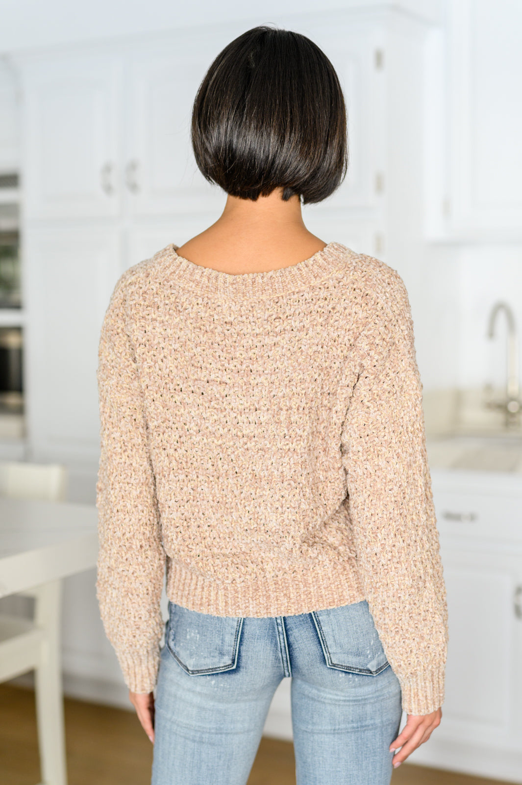 Irish Coffee Knitted Crop V Neck Sweater - G Marie's Boutique 