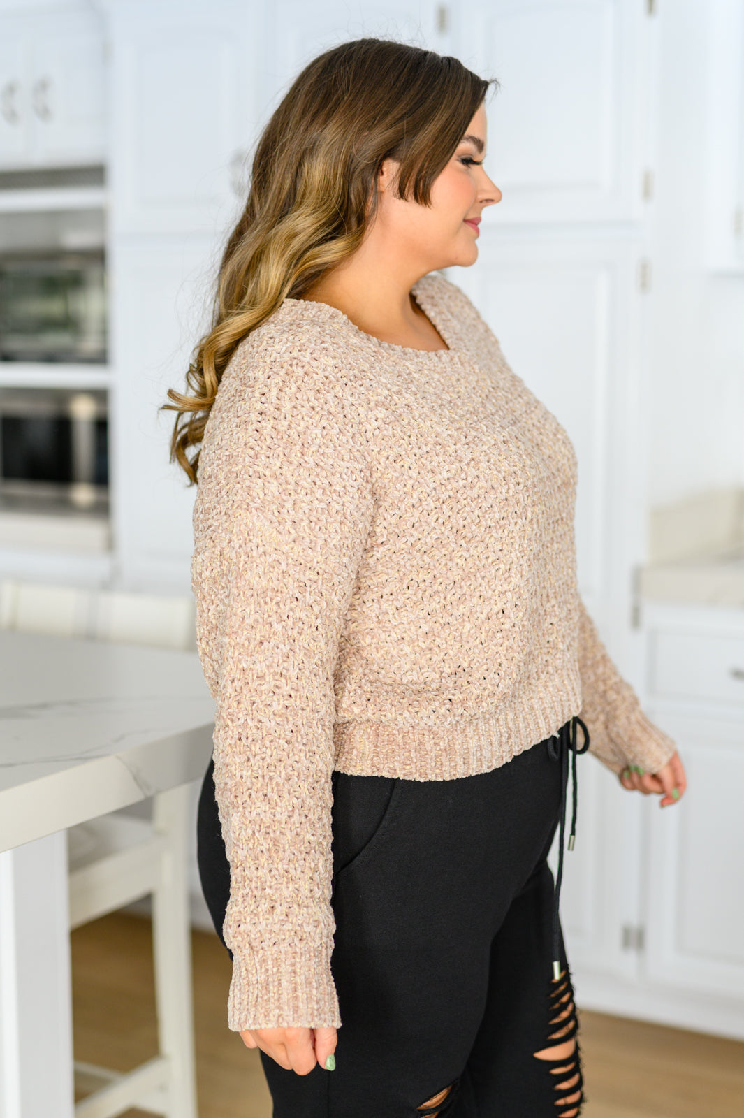 Irish Coffee Knitted Crop V Neck Sweater - G Marie's Boutique 