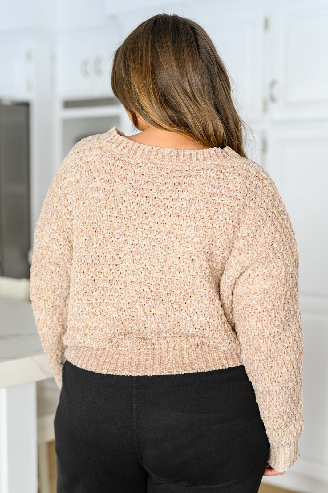 Irish Coffee Knitted Crop V Neck Sweater - G Marie's Boutique 