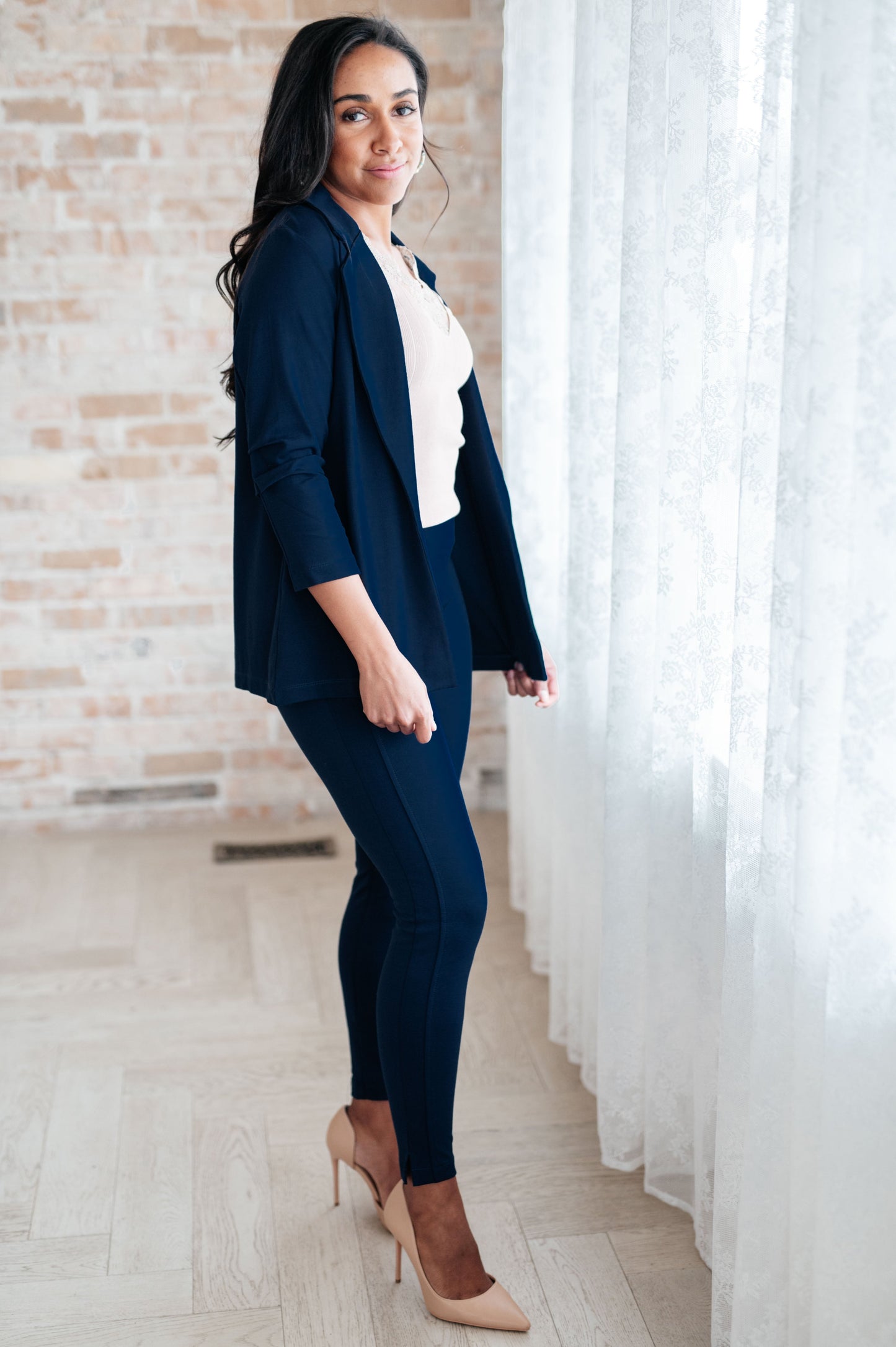 Dear Scarlett Magic 3/4 Blazer in Navy - G Marie's Boutique 