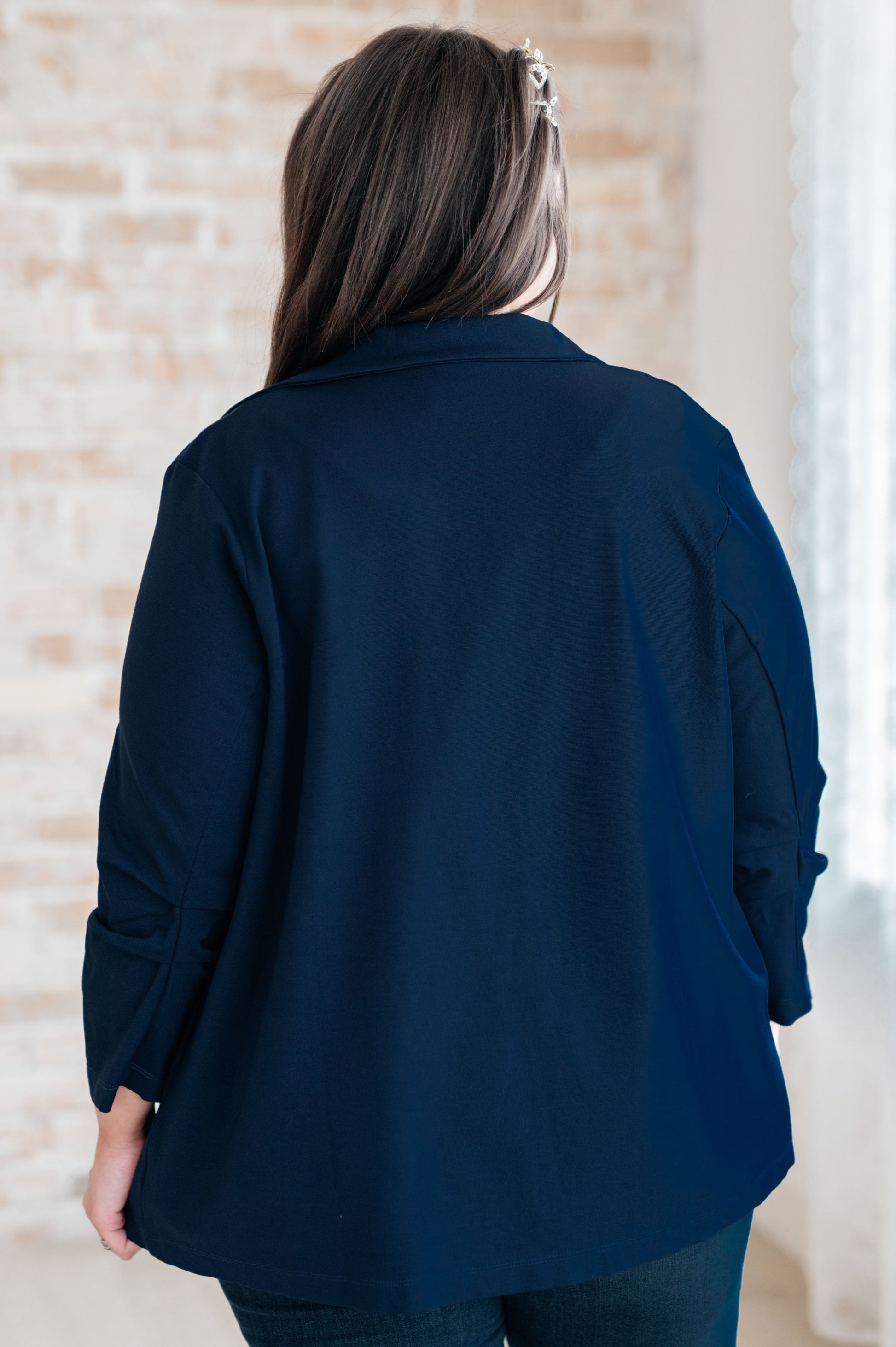 Dear Scarlett Magic 3/4 Blazer in Navy - G Marie's Boutique 