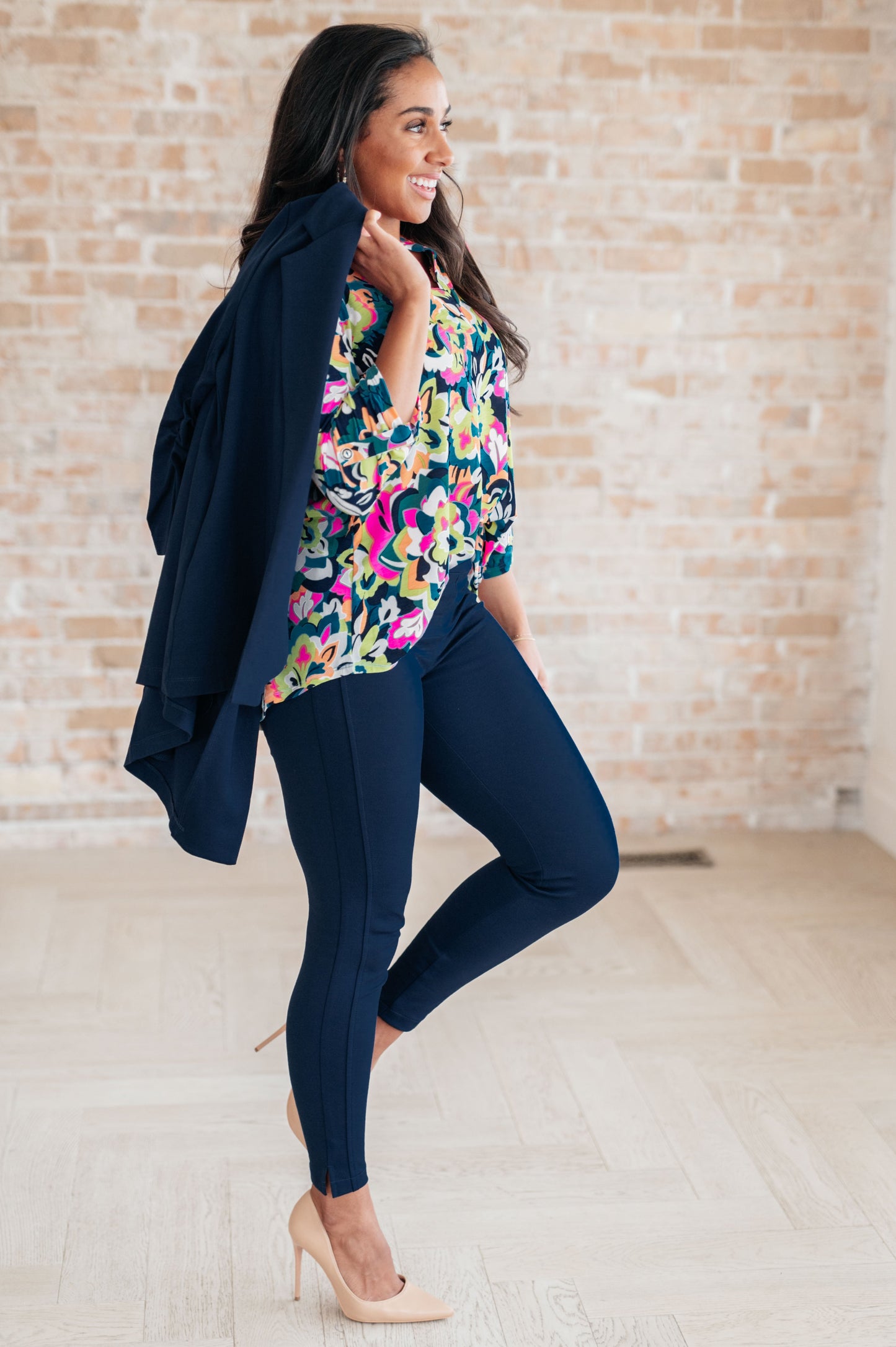 Dear Scarlett Magic 3/4 Blazer in Navy - G Marie's Boutique 