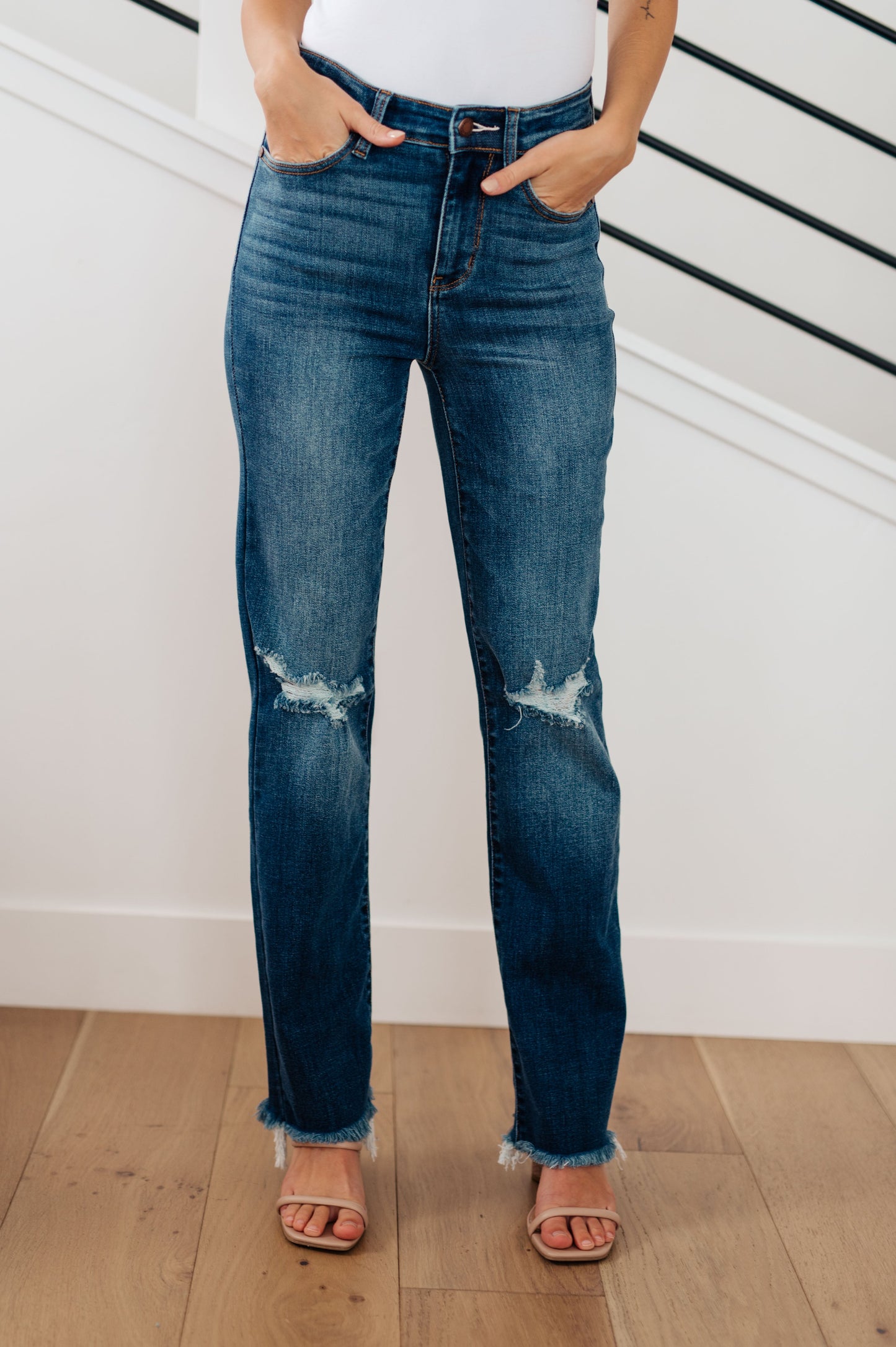 Morgan High Rise Distressed Straight Jeans - G Marie's Boutique 