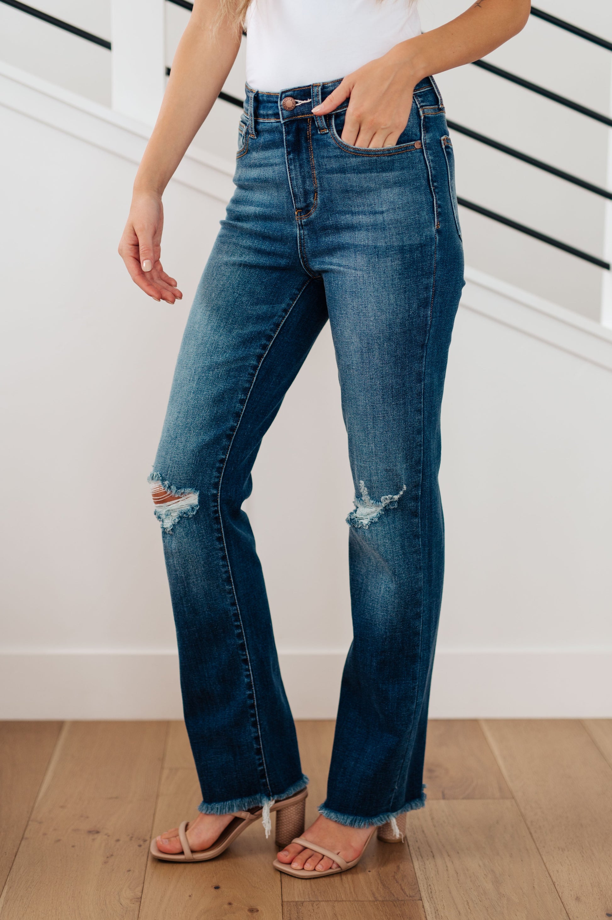 Morgan High Rise Distressed Straight Jeans - G Marie's Boutique 