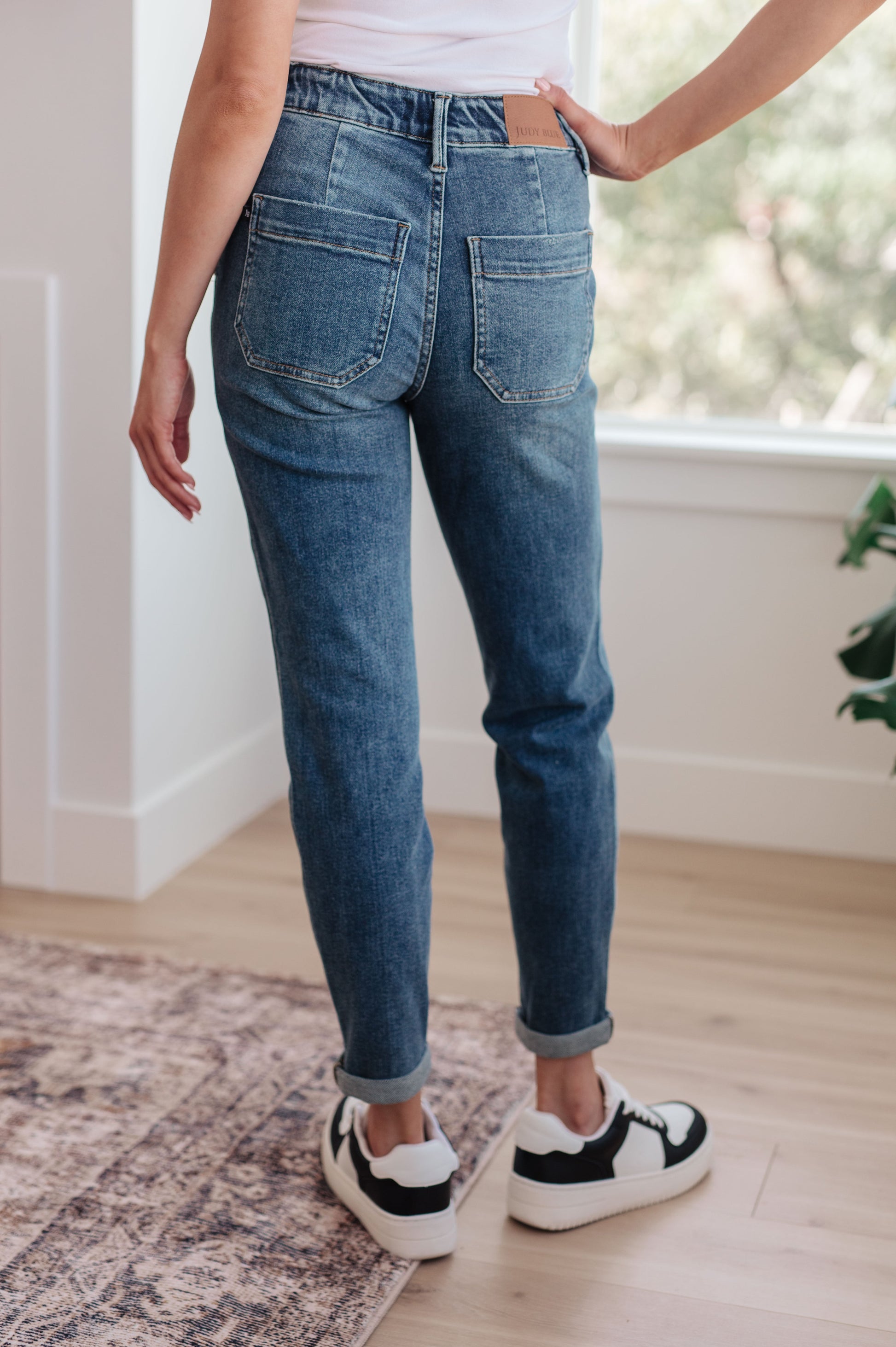 Payton Pull On Denim Joggers in Medium Wash - G Marie's Boutique 