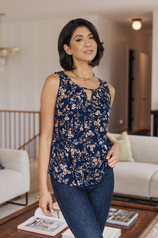 Perfect Floral Keyhole Sleeveless Top - G Marie's Boutique 