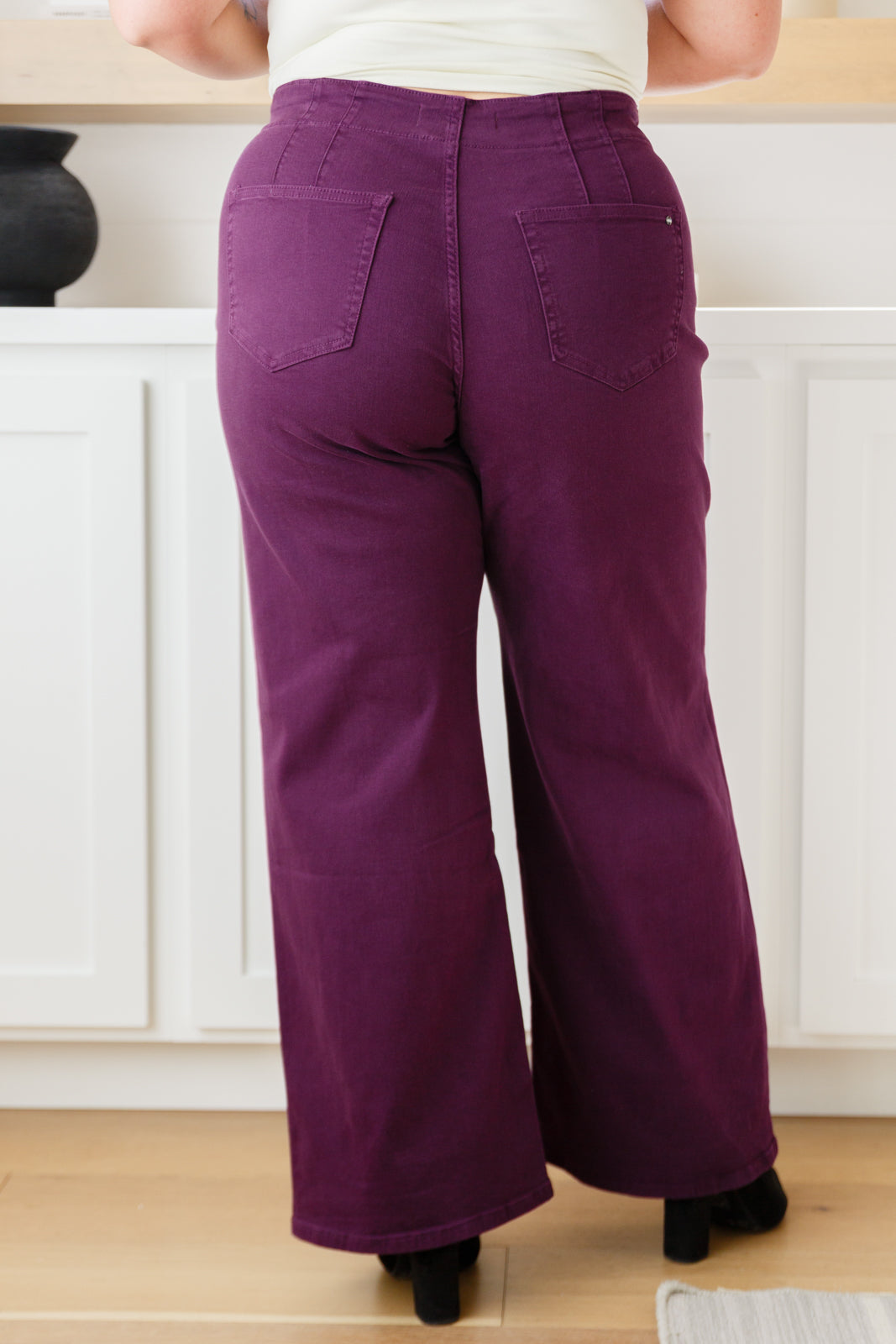 Petunia High Rise Wide Leg Jeans in Plum - G Marie's Boutique 