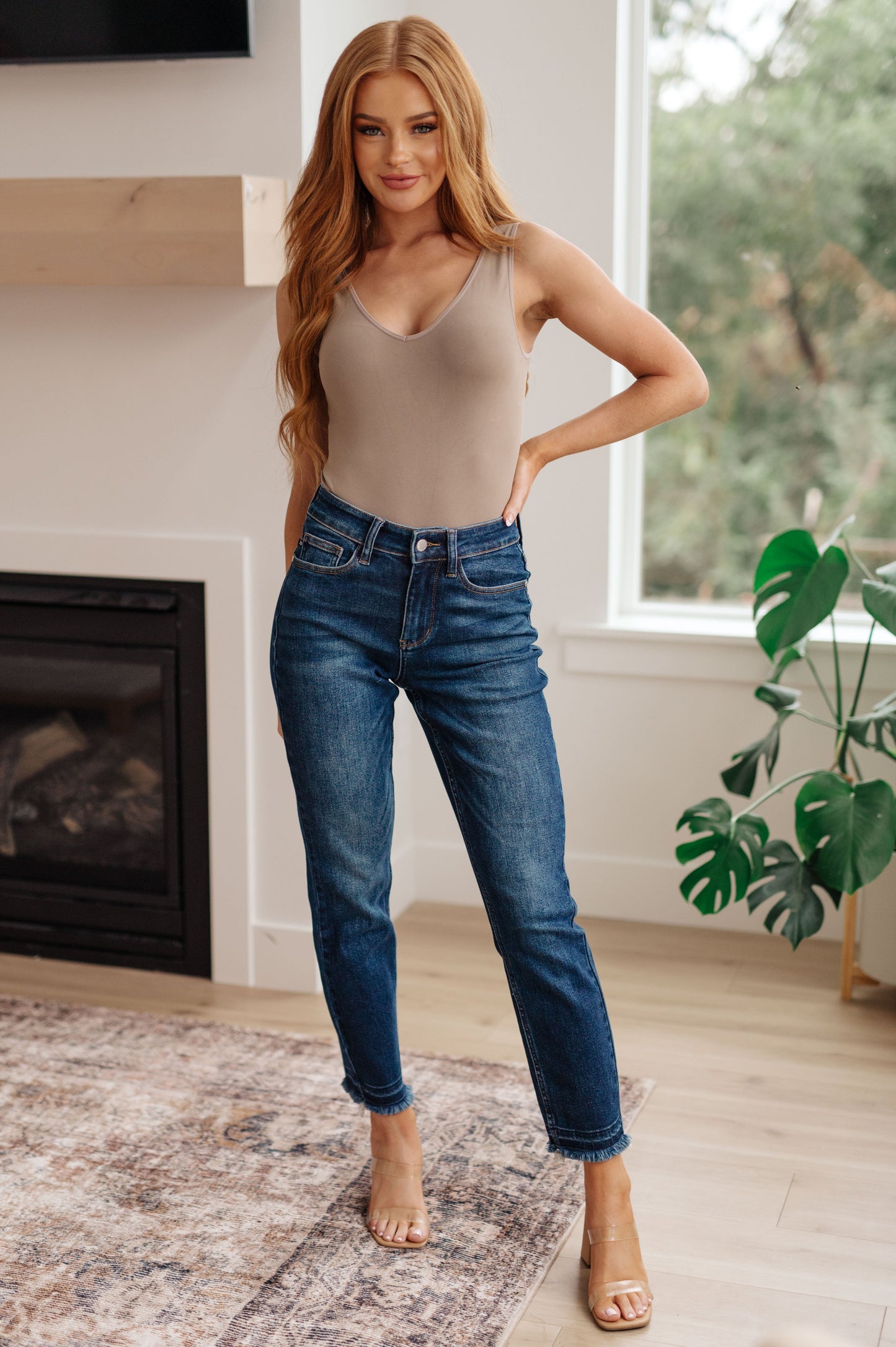 Phillipa High Rise Release Hem Slim Jeans - G Marie's Boutique 