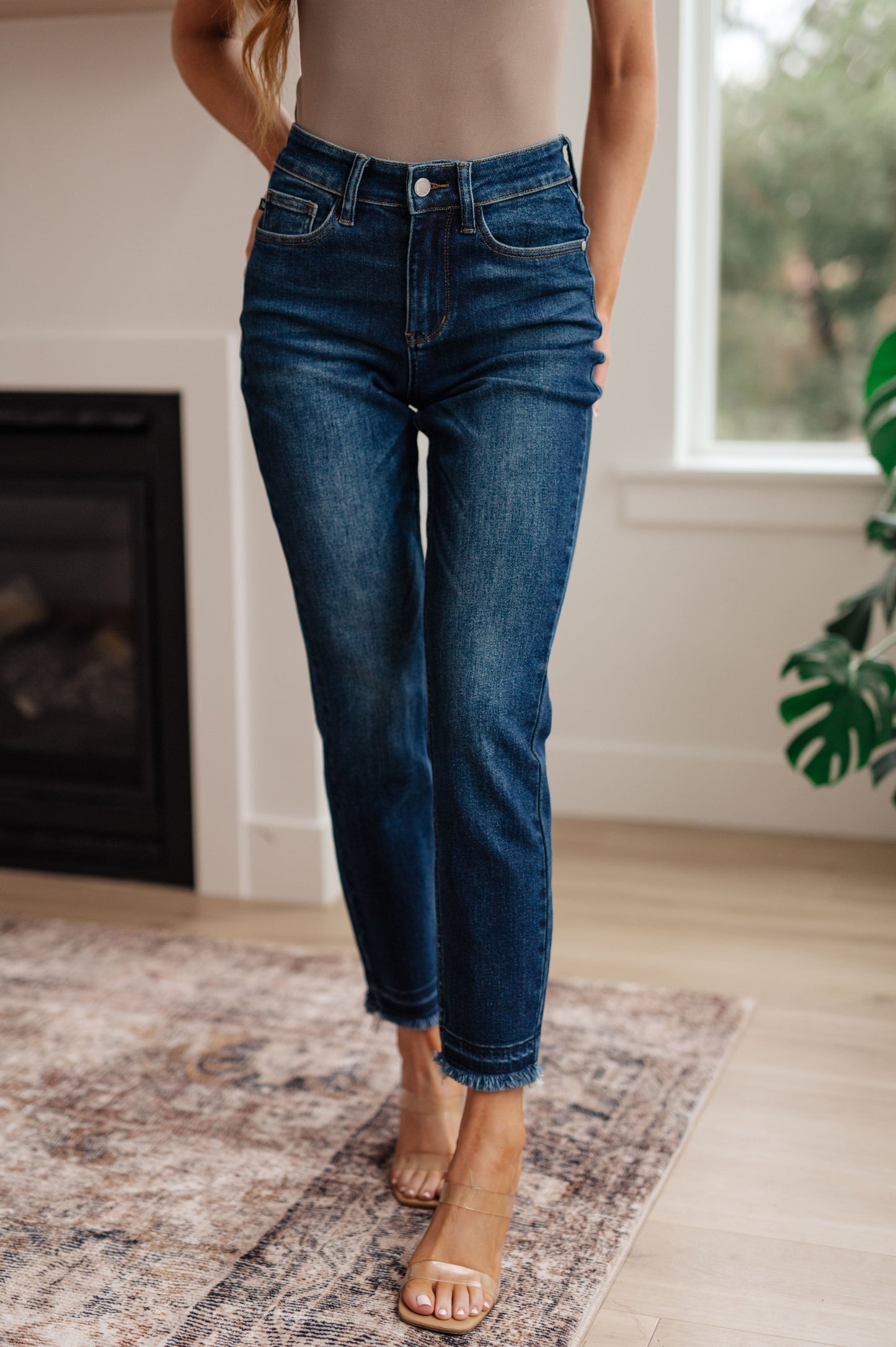 Phillipa High Rise Release Hem Slim Jeans - G Marie's Boutique 