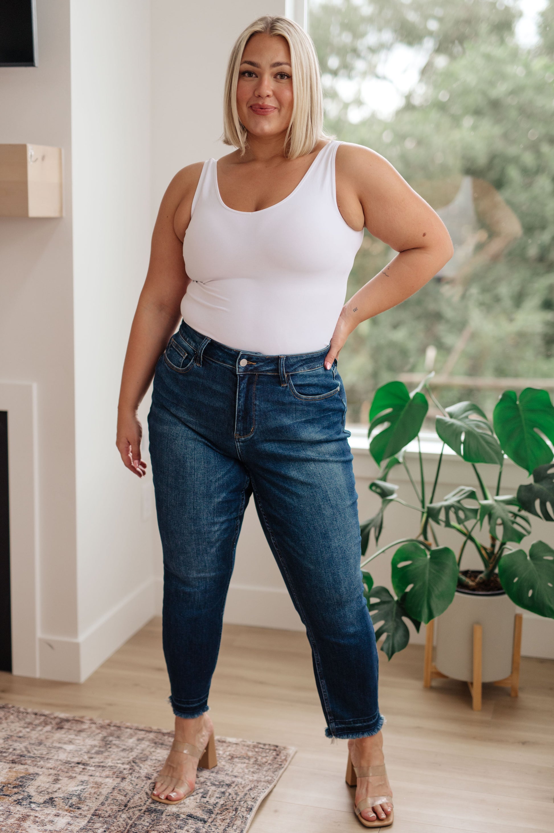 Phillipa High Rise Release Hem Slim Jeans - G Marie's Boutique 