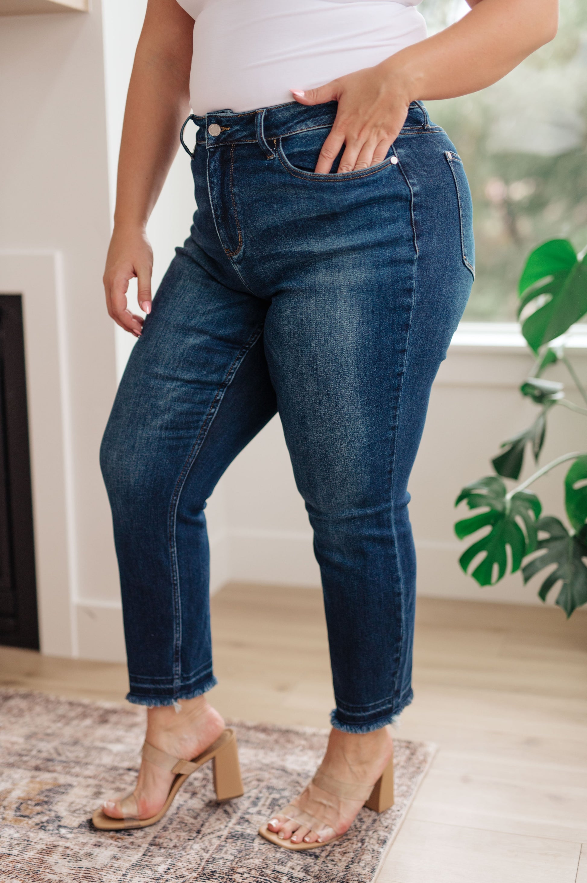 Phillipa High Rise Release Hem Slim Jeans - G Marie's Boutique 