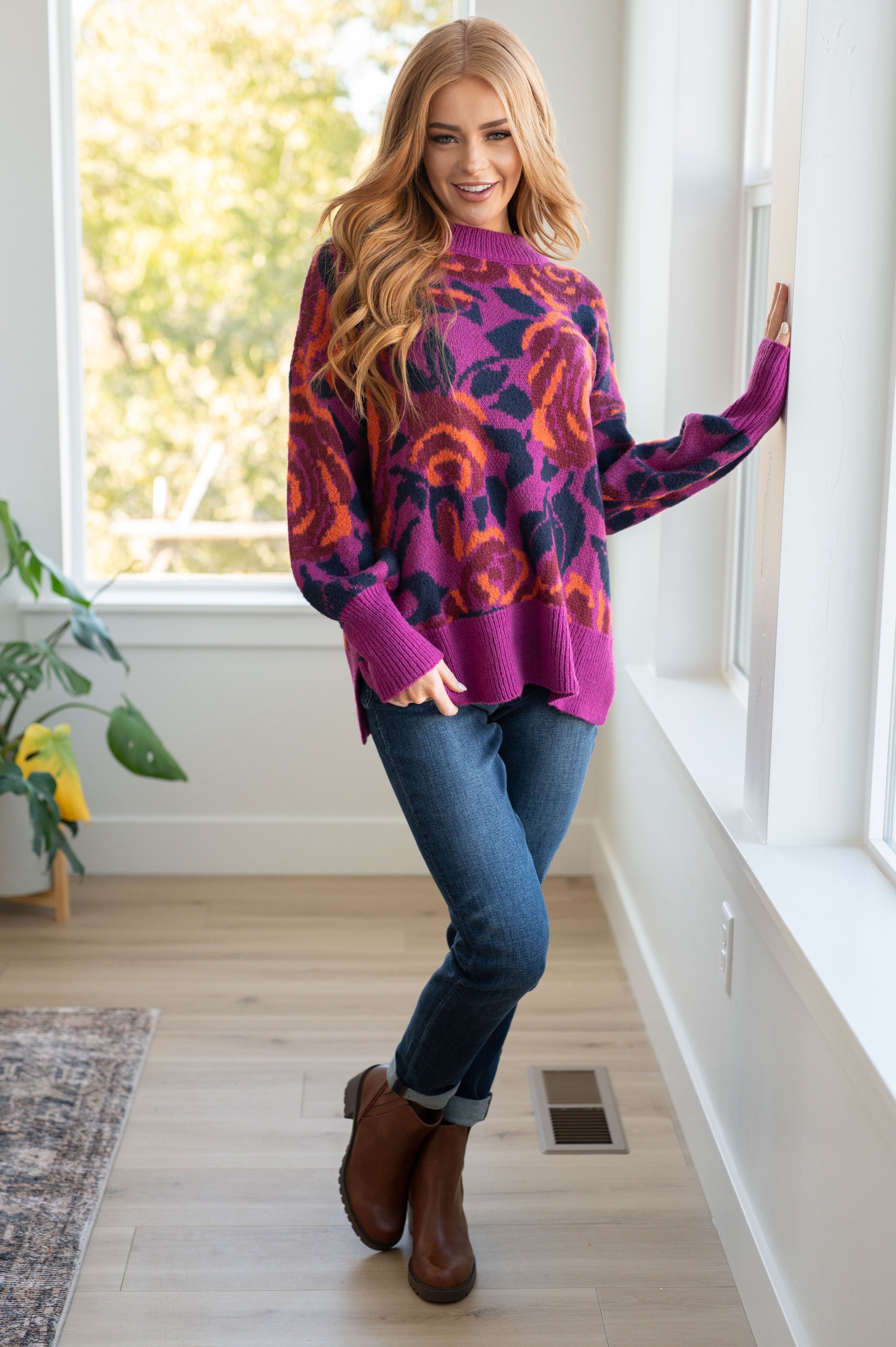 Rosie Posey Floral Sweater - G Marie's Boutique 