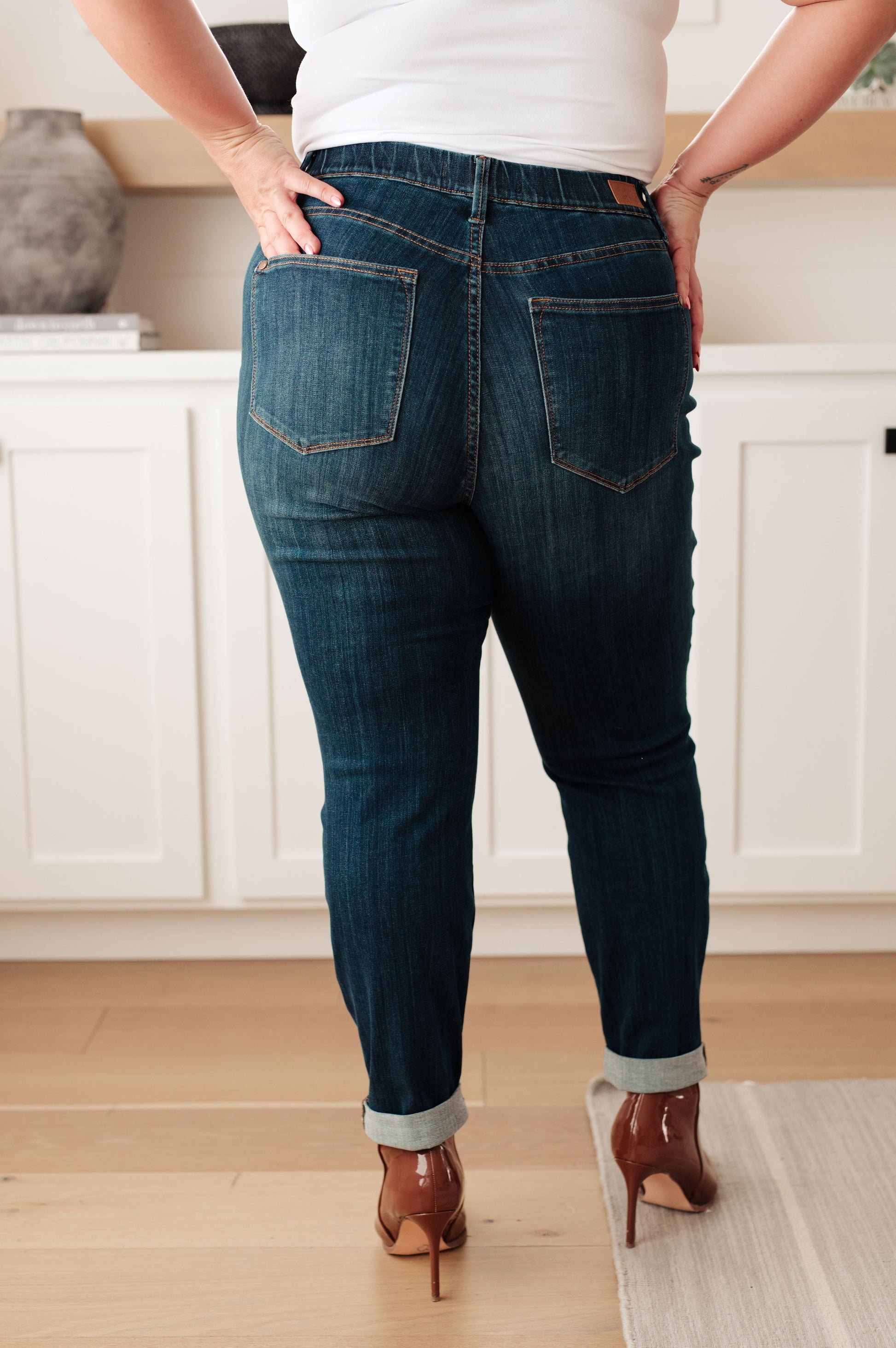 Rowena High Rise Pull On Double Cuff Slim Jeans - G Marie's Boutique 