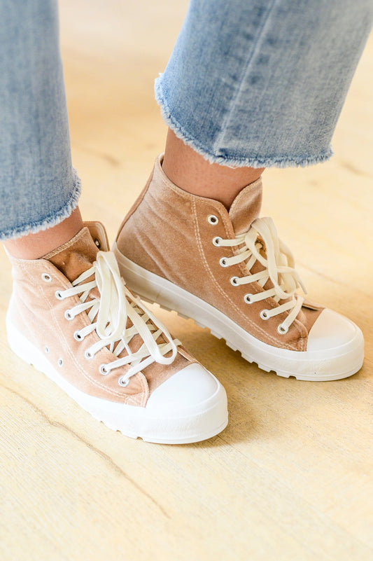 Run Me Down Velvet High Tops in Tan - G Marie's Boutique 