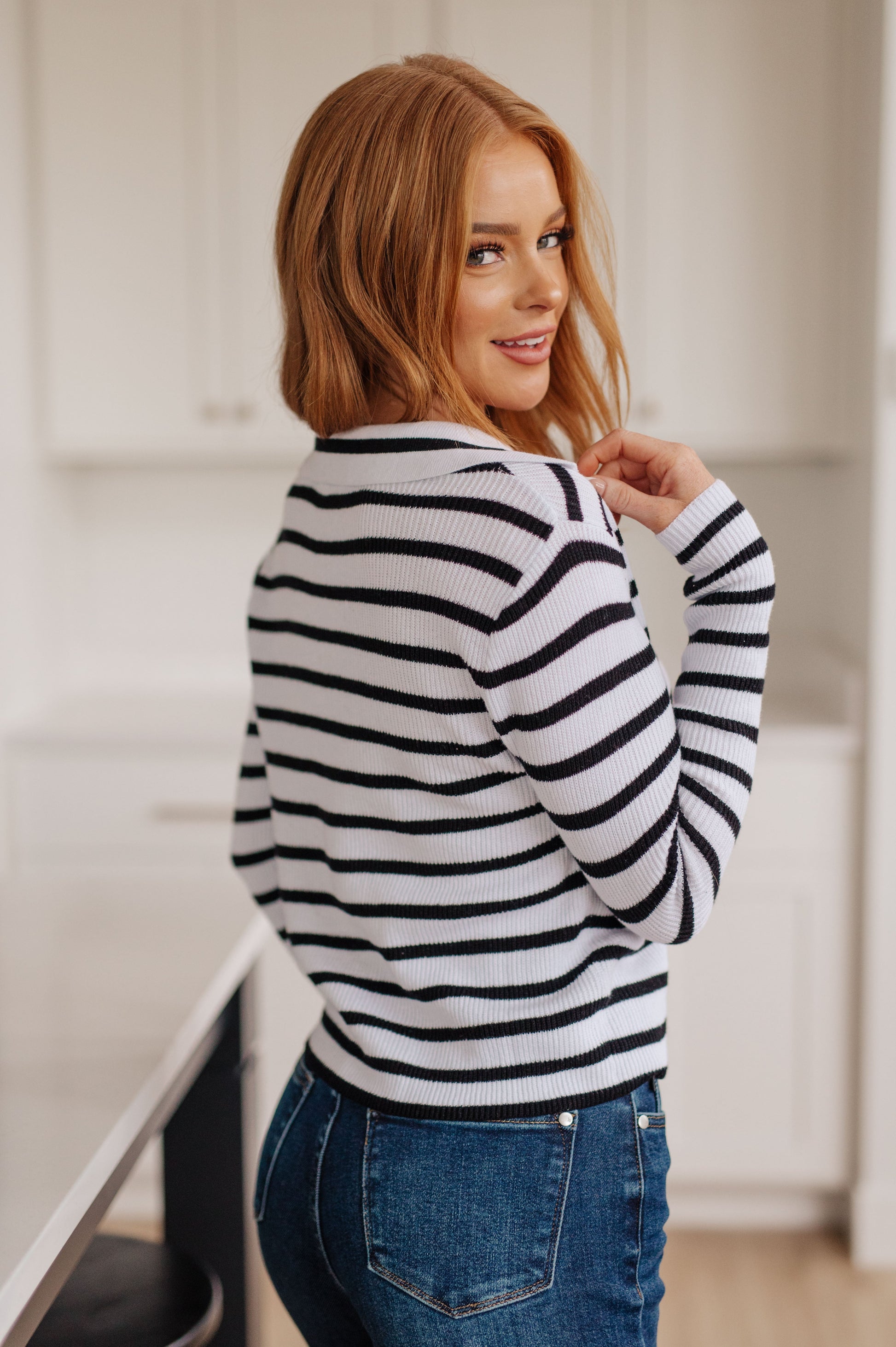 Self Improvement V-Neck Striped Sweater - G Marie's Boutique 